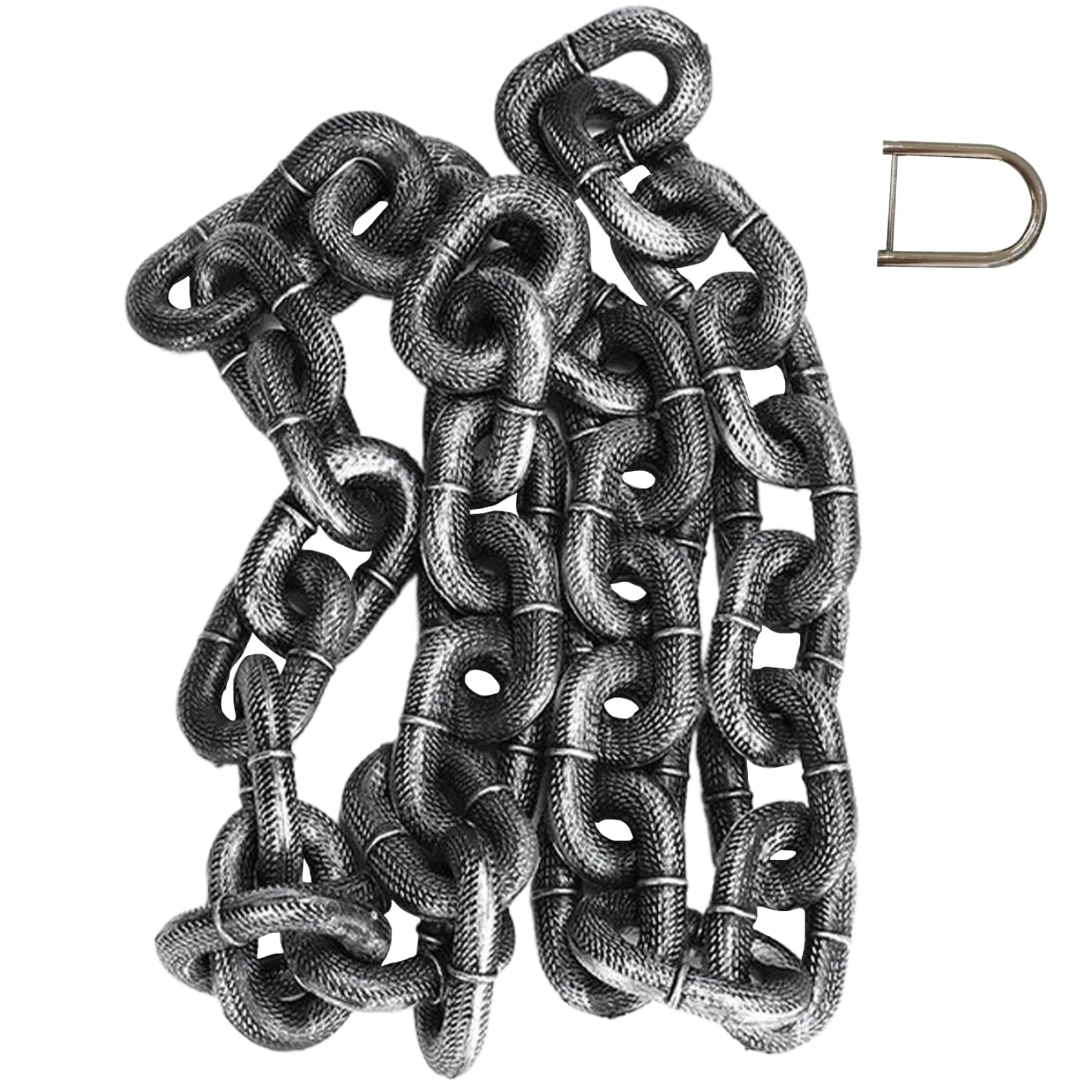 Connexion en plastique argenté en D sur cette funny chain pour petit chien