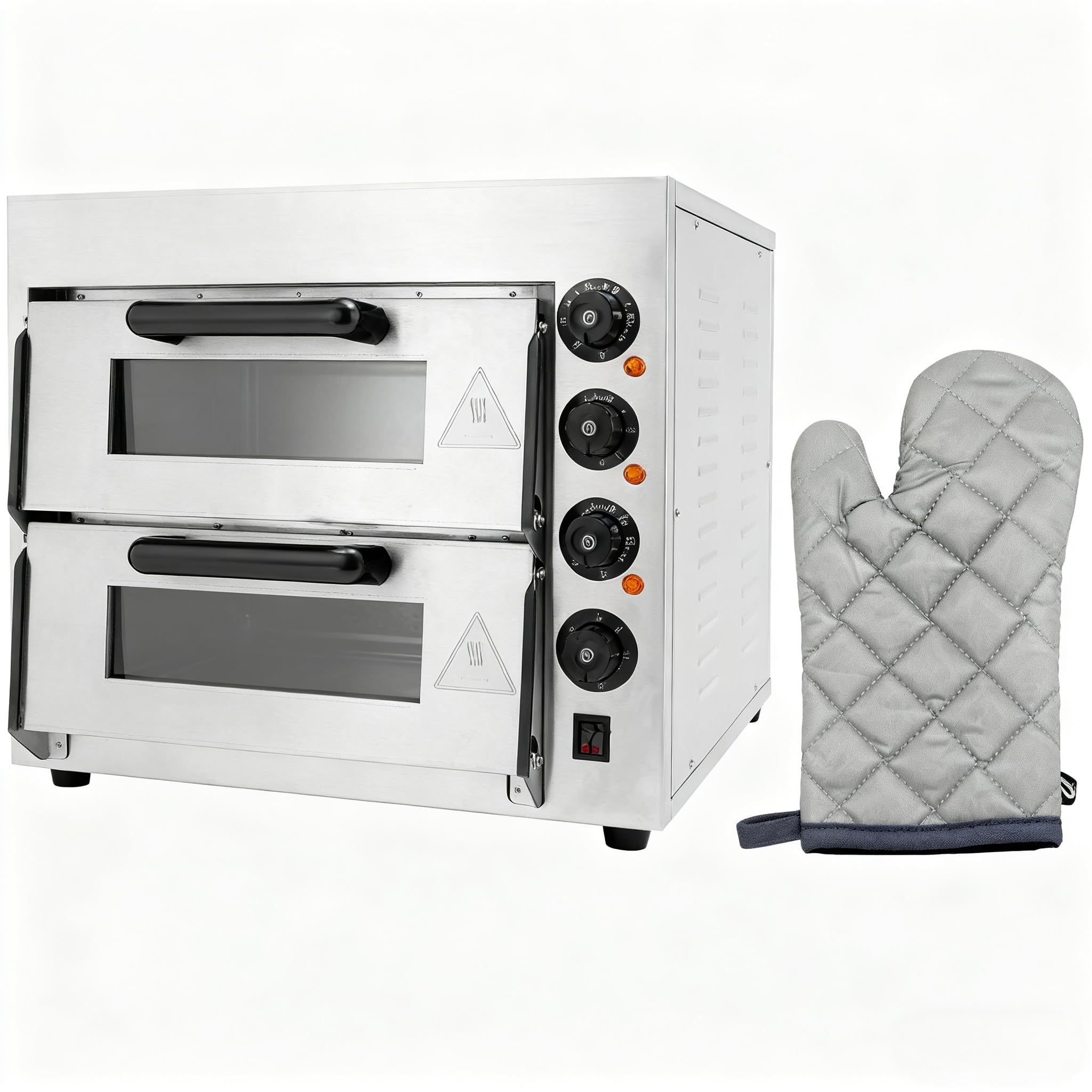 Horno de Pizza Doble 3000W Ajustable Pizza-Bakoffen Profesional Pizzamaker para Cocinas del Hogar, Restaurantes, Pizzerías, Panaderías