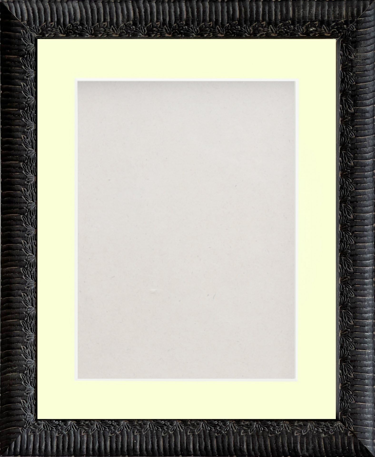 Frame Company Boleyn Black Ornate Decorative Wooden 9x7 inch Frame With Lemon Bon Bon Mount for Image 7x5 inch *Choice of Sizes and colours* Fitted with Real Glass โ image 1
