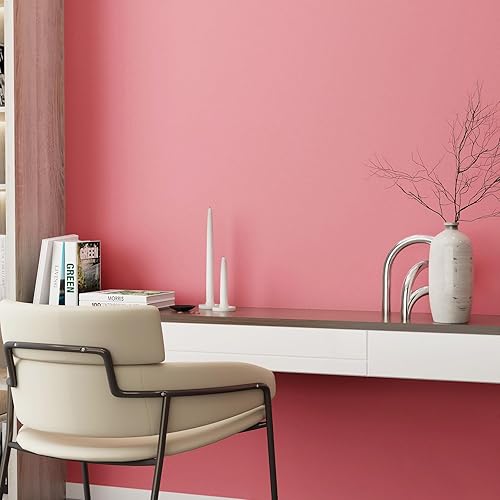 Miniatura 4 de Livelynine Papel tapiz rosa brillante, papel adhesivo rosa mate, impermeable, autoadhesivo, para dormitorio, habitación de niñas, envoltura de