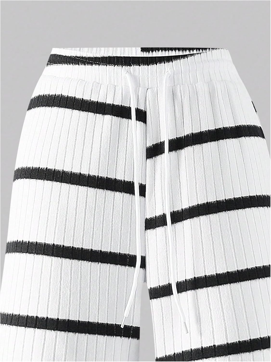 GORGLITTER Women's Striped 2 Piece Outfits Long Sleeve Cropped T Shirt and Wide Leg Pants Matching Lounge Sets - Image 5