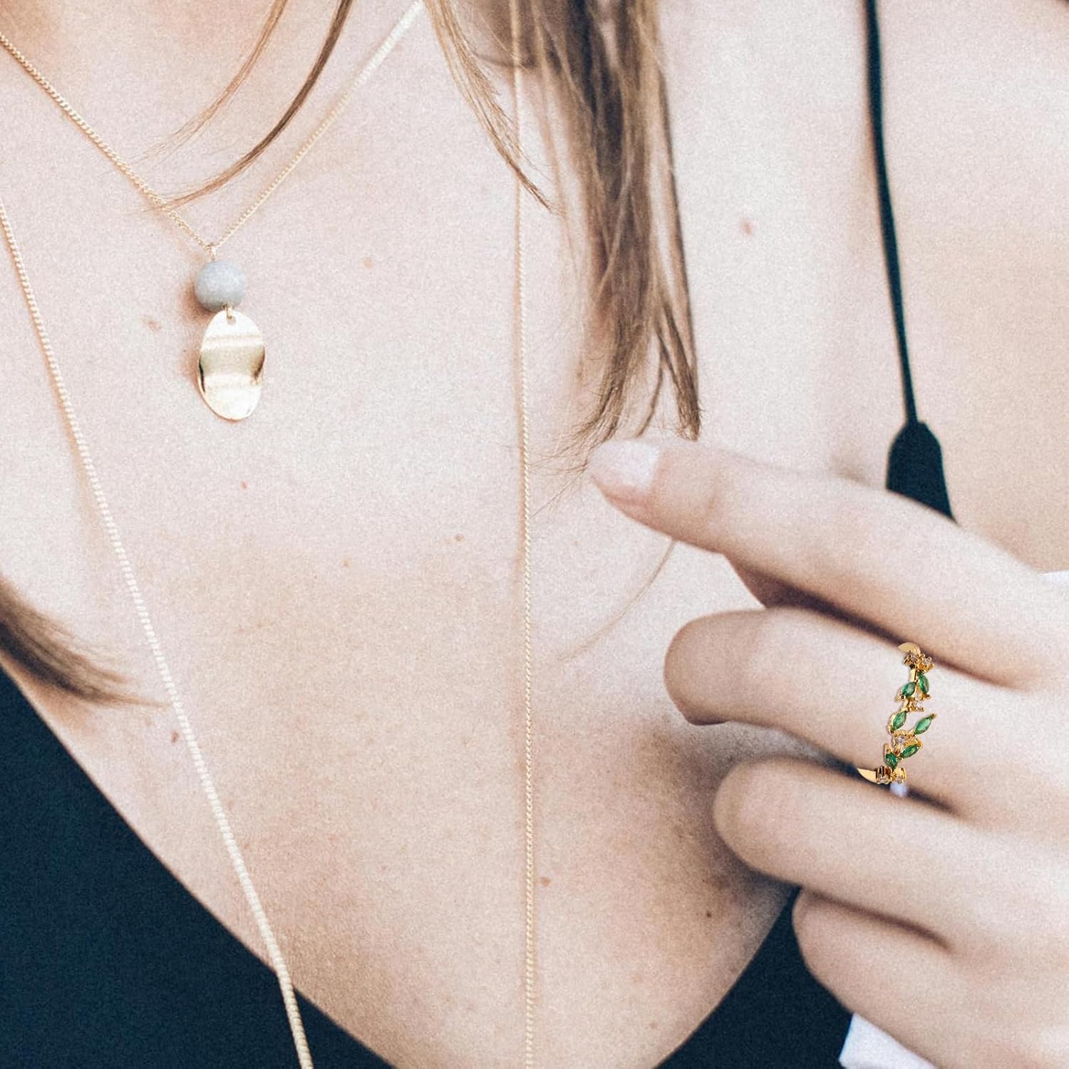 Adjustable Open Rings for Women, Cubic Zirconia Gold Leaf Ring Stackable Rings Elegant Leaf Ring Jewelry Gift for Birthday Mother's Day - Image 6