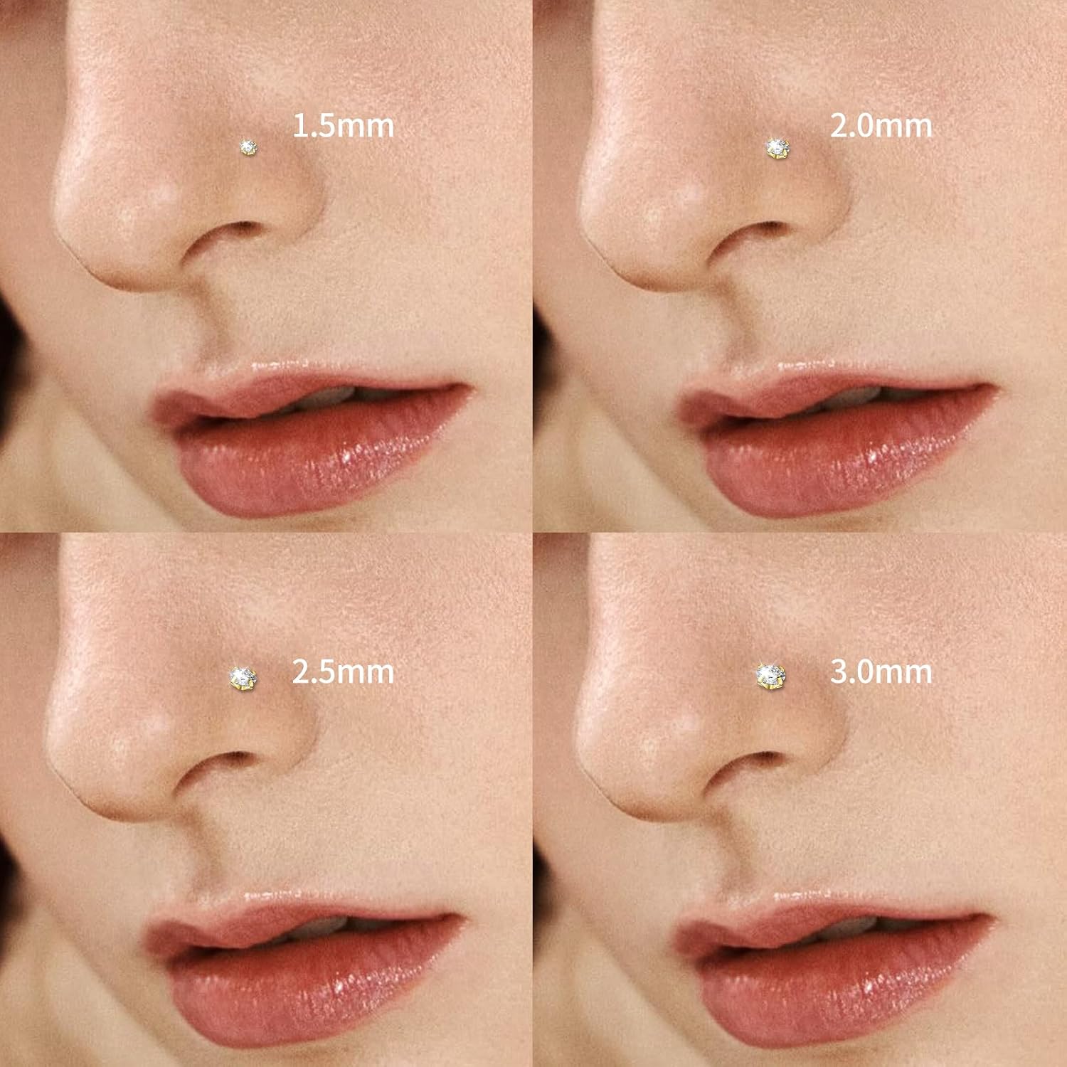 18G 20G G23 Titanium Nose Rings Studs Labret Lip Studs for Women Men Shiny Cubic Zircon Nose Studs Piercing Jewelry
