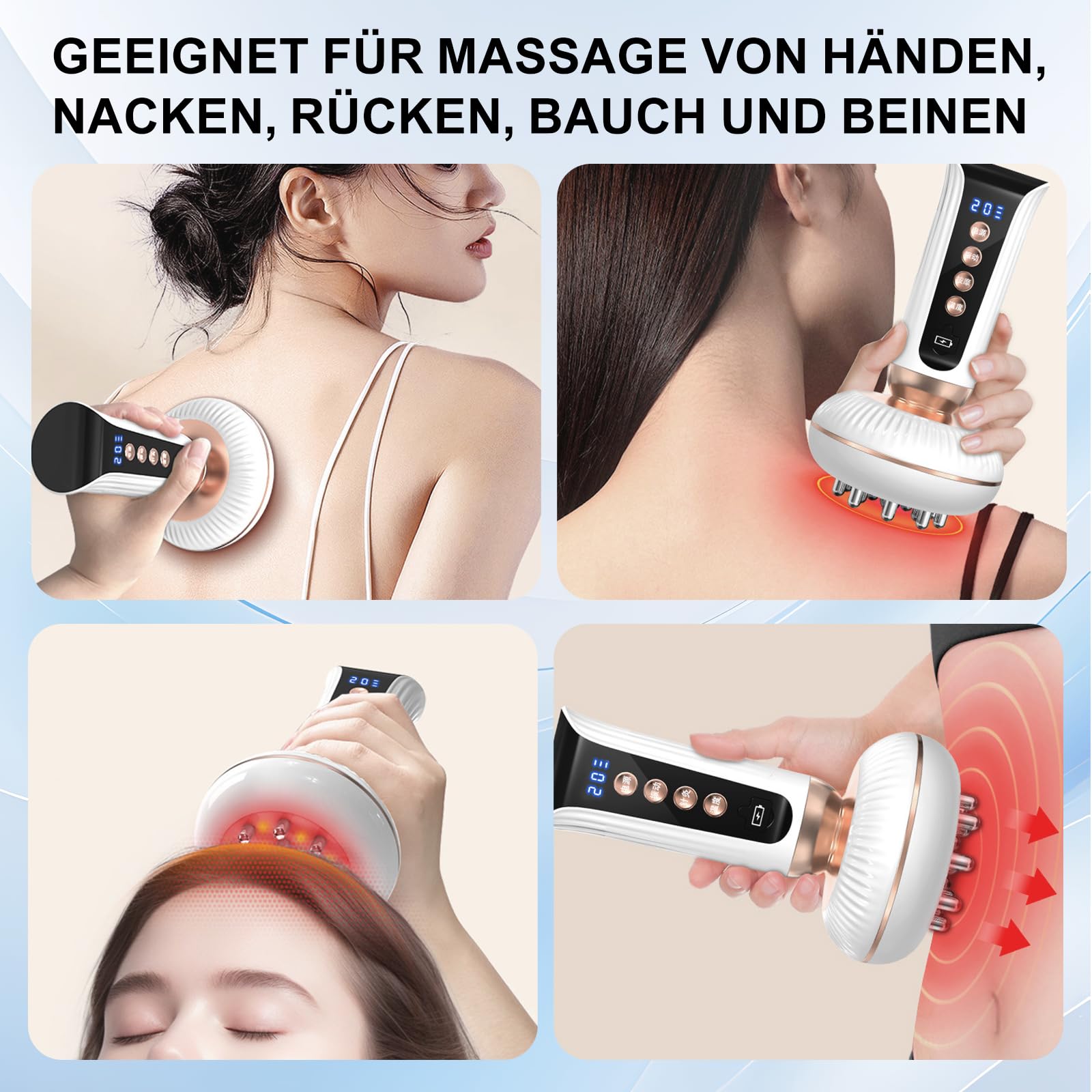 Masseur EMS sans fil avec 20 niveaux de vibration et infrarouge, batterie 3000 mAh, 14 rouleaux, appareil de drainage lymphatique pour jambes et corps