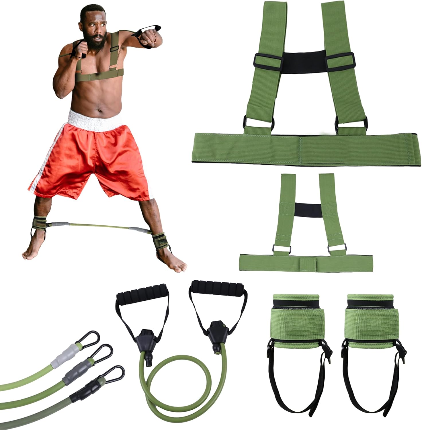 Boxing Resistance Bands for Boxing Training, Boxing Bands with Ankle Cuffs, Boxing Training Equipment for Men Women Home Workout,Gym