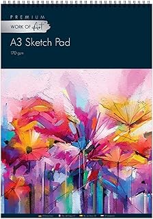 CD37 A3 Sketchbook Portrait - (40 Pages) 20 Sheets 170 GSM - Plain White Sketch Book/Drawing Paper - Sketch pad a3 for Artists, Ideal for Sketches and Drawings