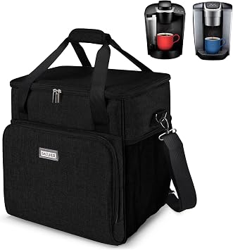 BAGLHER Coffee Maker Travel Bag Compatible with Keurig K-Classic Keurig K-Elite Keurig K-Compact or Other Accessories, Portable Coffee Maker Case with Shoulder Strap for Travel, Black