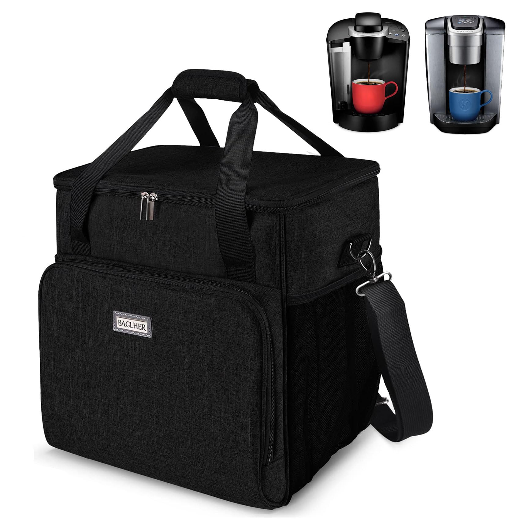 BAGLHER 丨Portable Storage Bag, Suitable for Coffee Machines and Other Accessories, Waterproof Travel Carrying Case, Dustproof Tote Bag with Shoulder Strap.Black