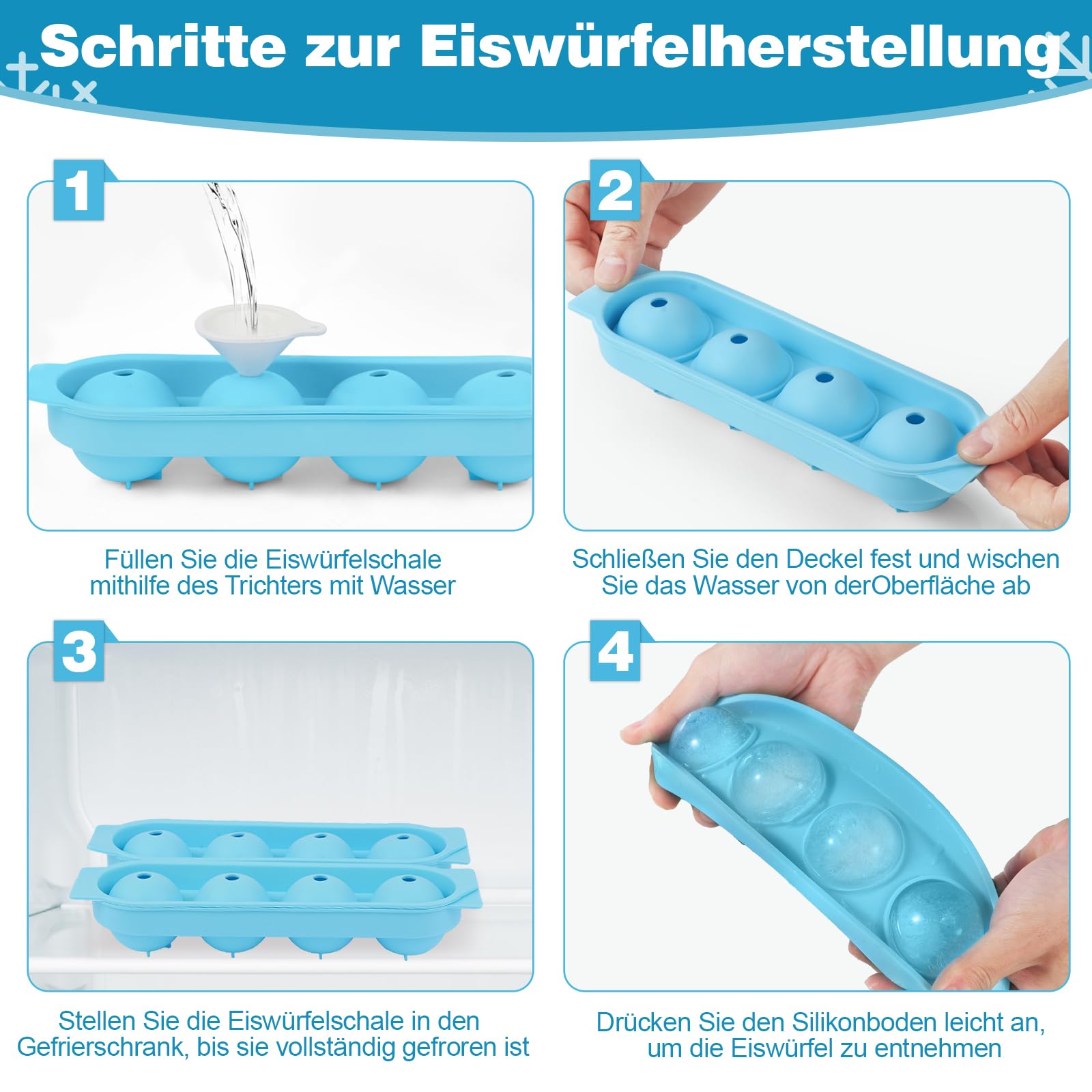 Runde Eiswürfelform Aus Silikon – Mit Deckel, BPA-frei, Für Cocktails, Whisky & Mehr (1 Stück, 4,5 Cm Durchmesser)
