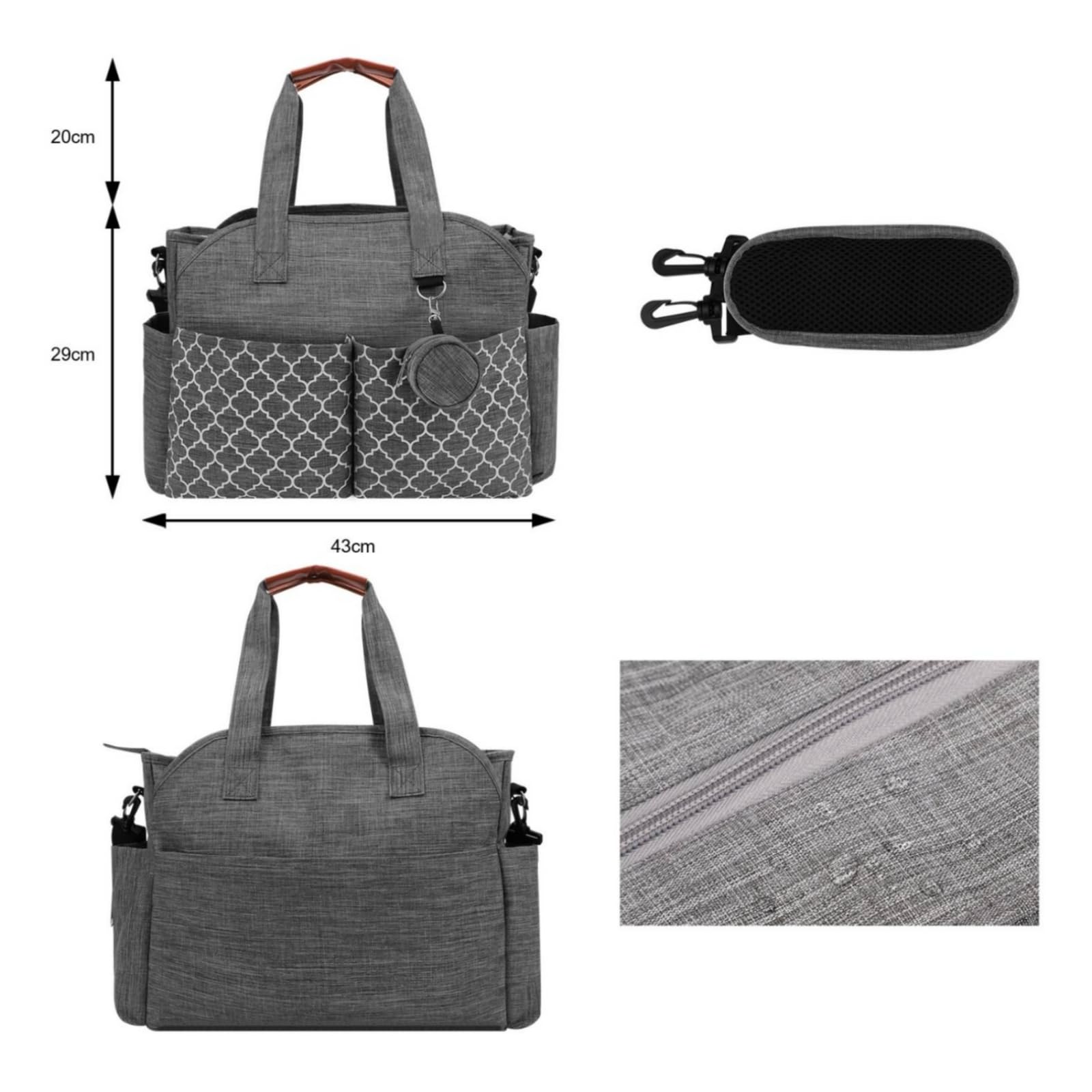 Bolso Pañales Poliésr Ligera periores Reforzadas, Aislan, Bolso Pañales con Bolsillo Impermeable polietileno, para Viajes, Guarría, Gris