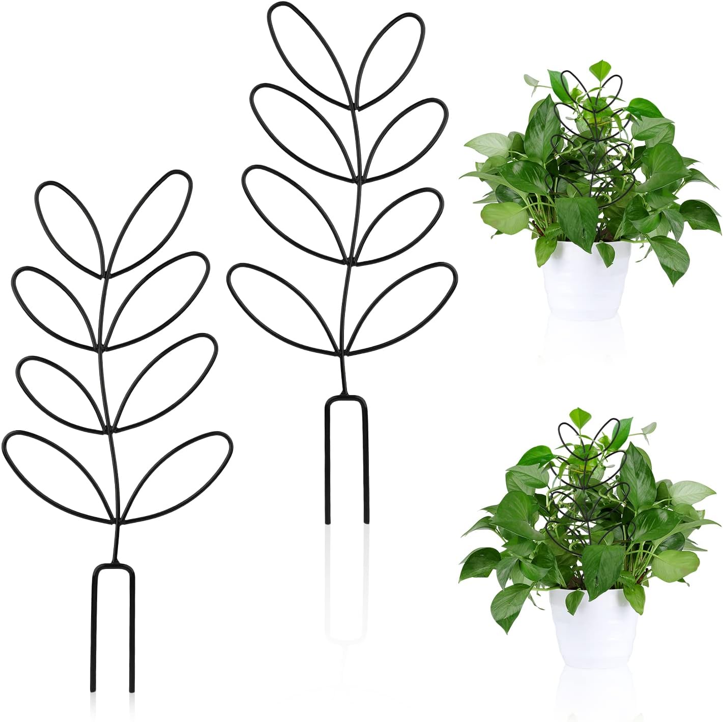 2pcs Trellis for Plants, Small Metal Leaf Shaped Plant