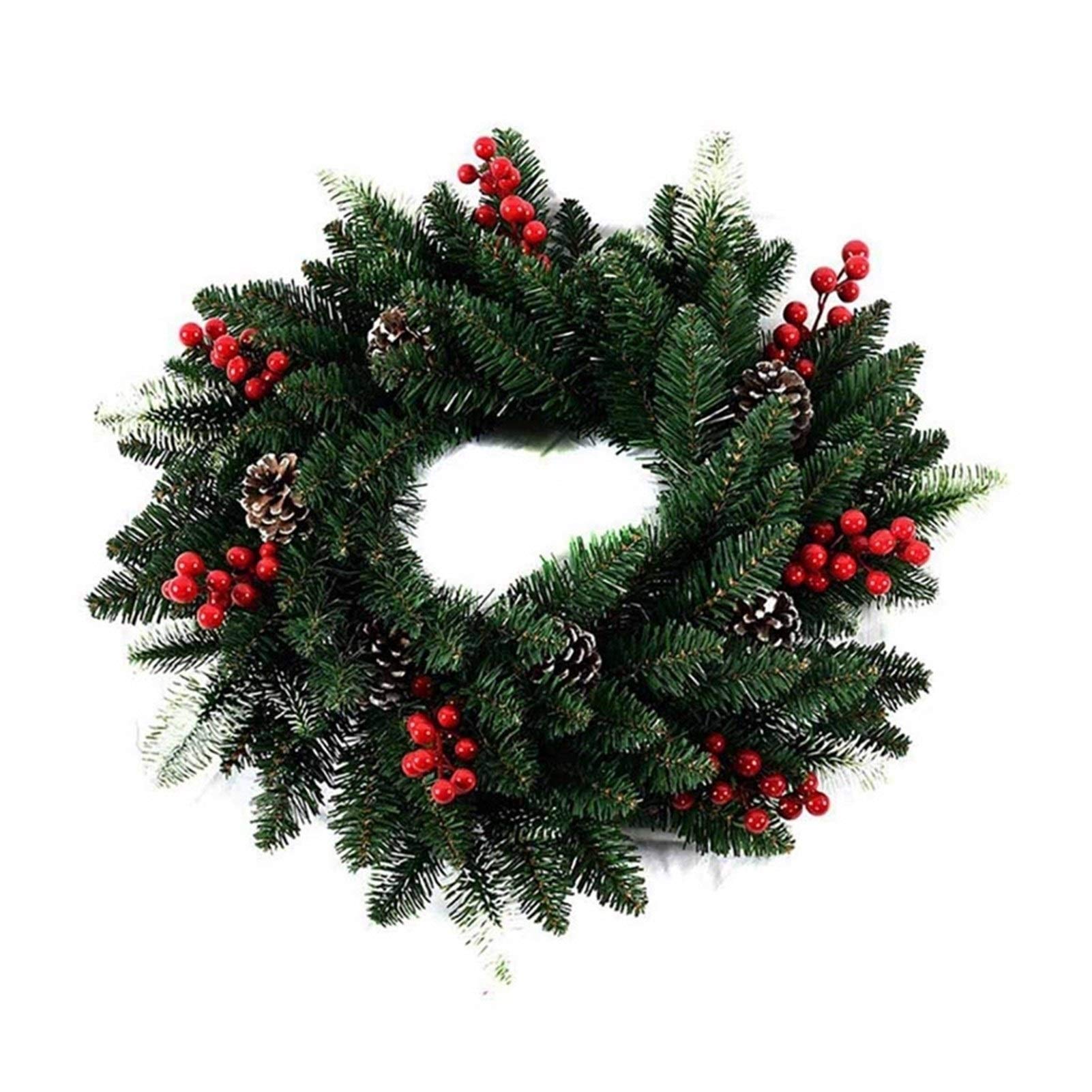 Guirlande de Noël de porte haut de gamme aux baies et pin naturel