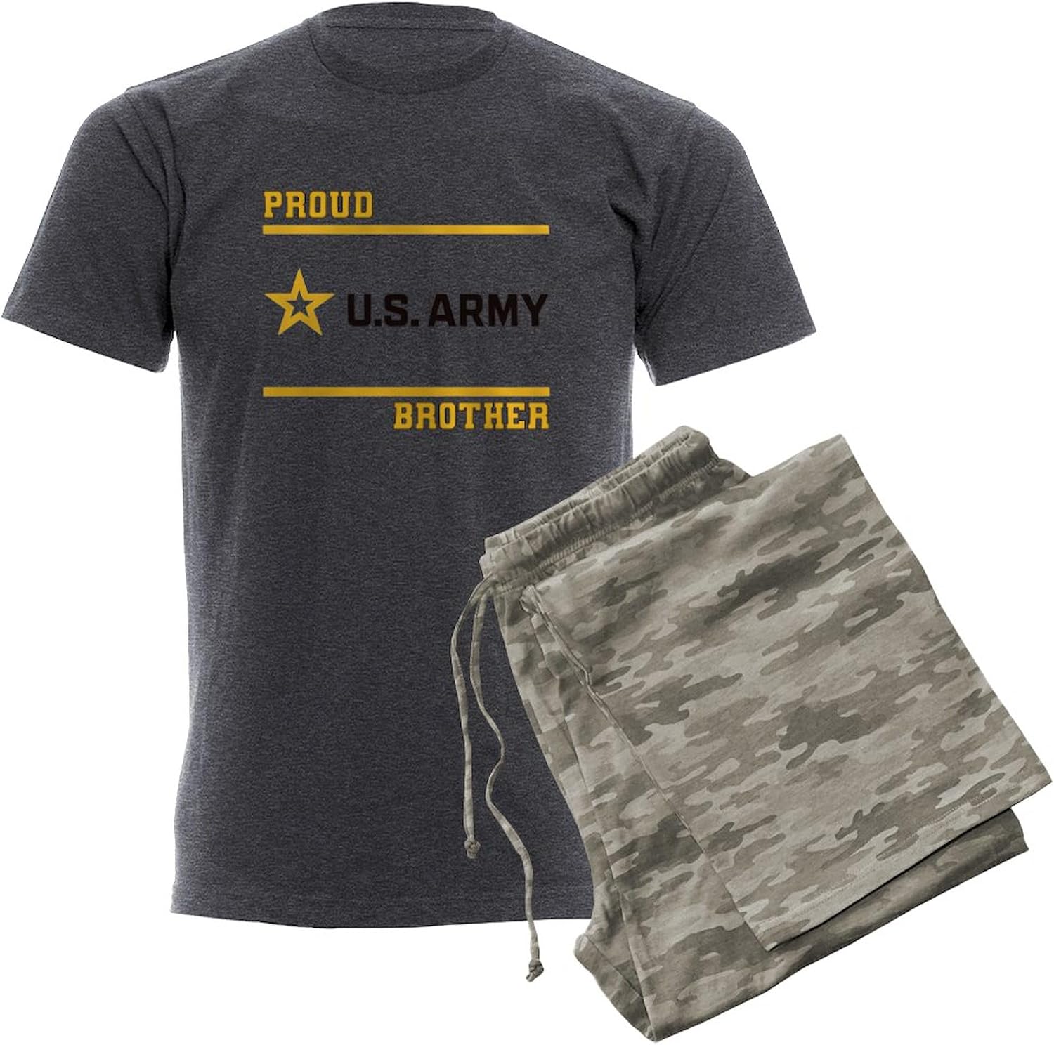 CafePress Proud Army Brother Black And Gold Men's Charcoal Novelty Pajamas