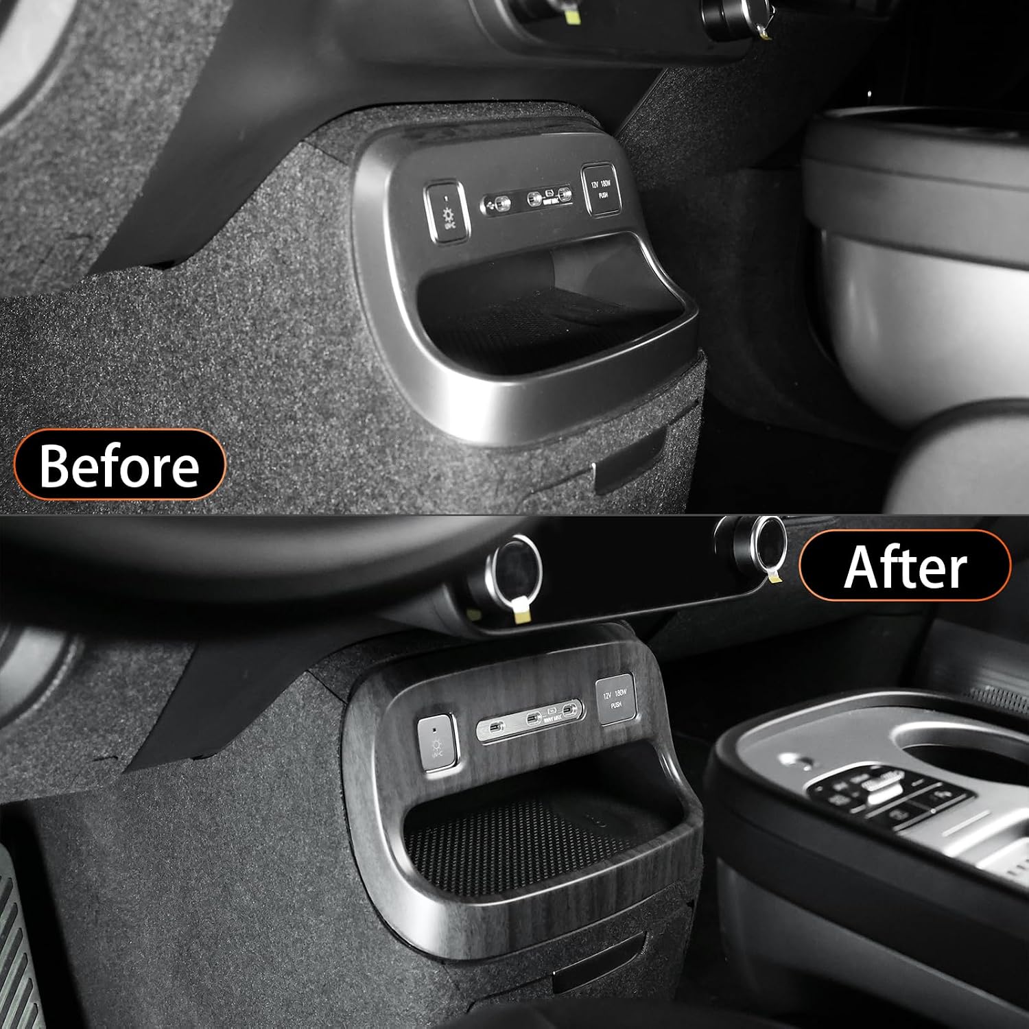 YOUTOOCAR Charging Port USB Hole Protective Cover Compatible with Hyundai IONIQ 9 Accessories (Wood Grain)
