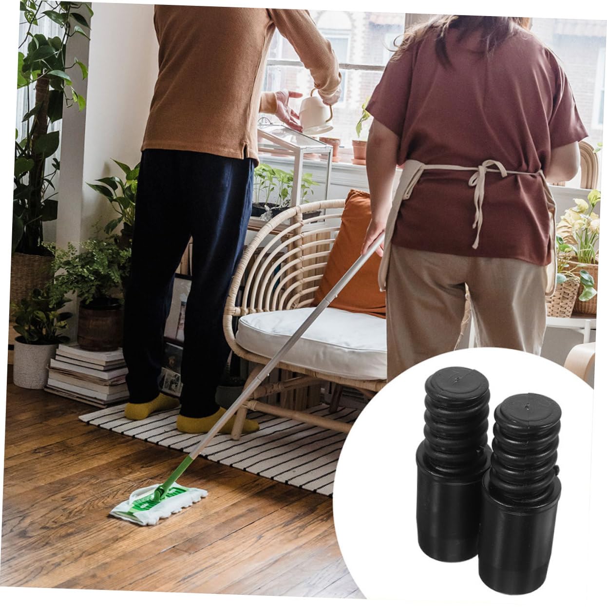 COLLBATH Adaptateur Fileté Pour Manche à Balai En Alliage D'aluminium 25 Mm, Embout De Remplacement Robuste, Accessoire De Rallonge Pratique Pour Outils De Nettoyage Domestique Et Professionnel