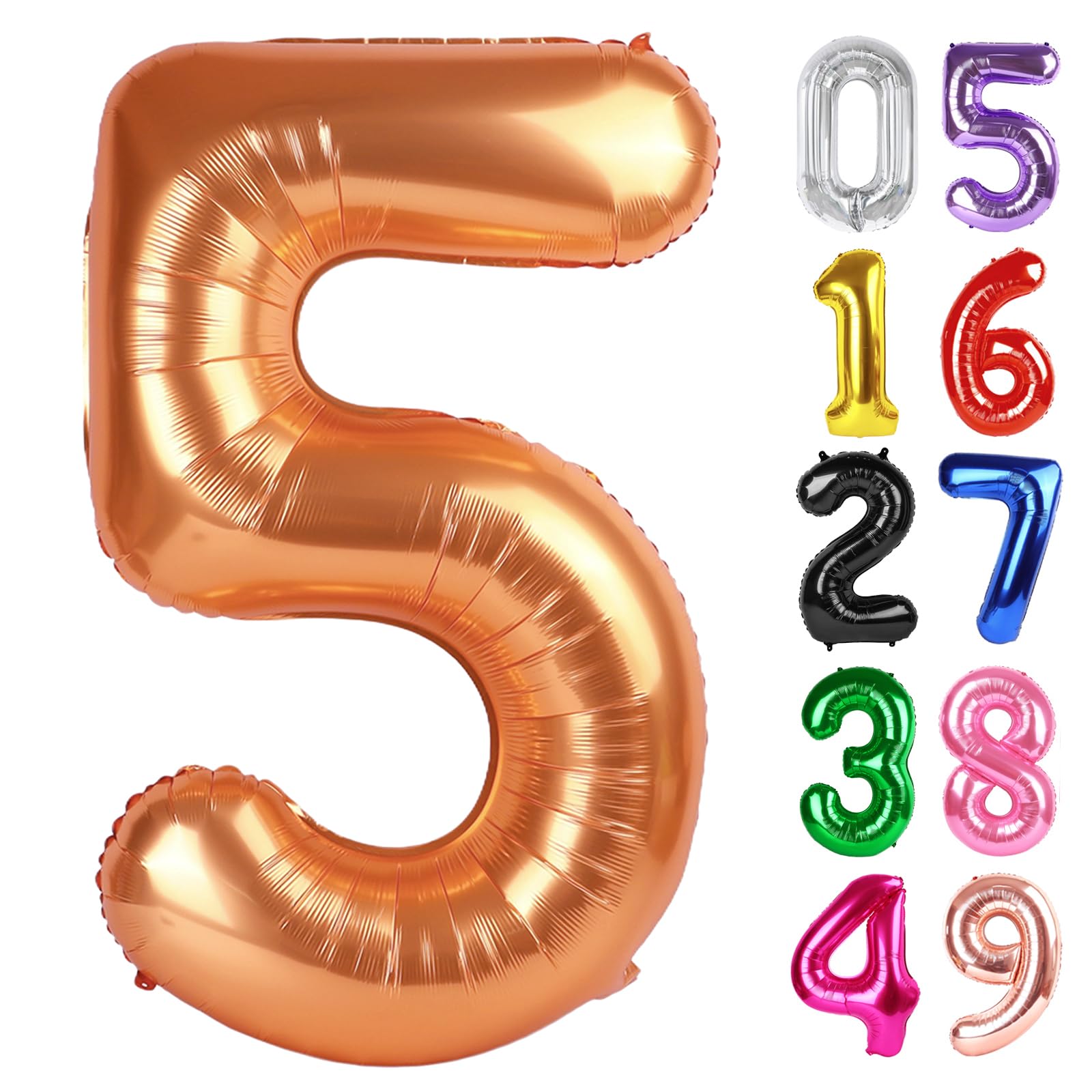 Orange Number 5 Balloon 40 Inch, 5th Birthday Party Decorations Men Women