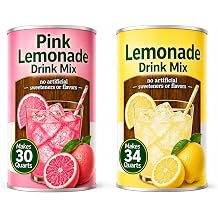 Pink Lemonade Drink Mix Powder, Bulk Party Size, Makes 30-34 Quarts, Variety Pack - Pink & Lemonade