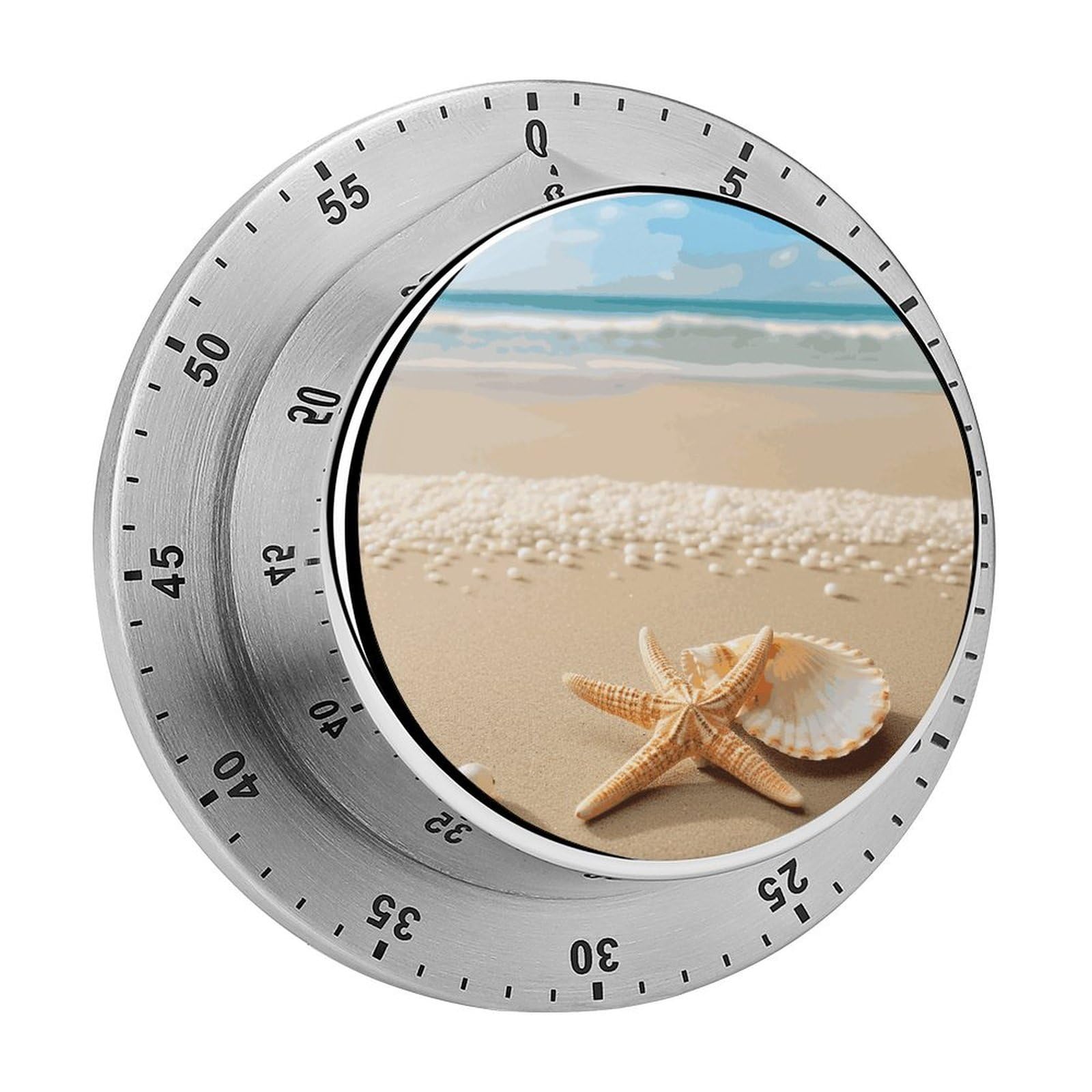 Adfgyerh Style Starfish Shell And Beach Timer For Cooking, Kitchen Timer Magnetic No Batteries Required, Mechanical Timer With Loud Alarm, For Fitness Baking Exercise Oven