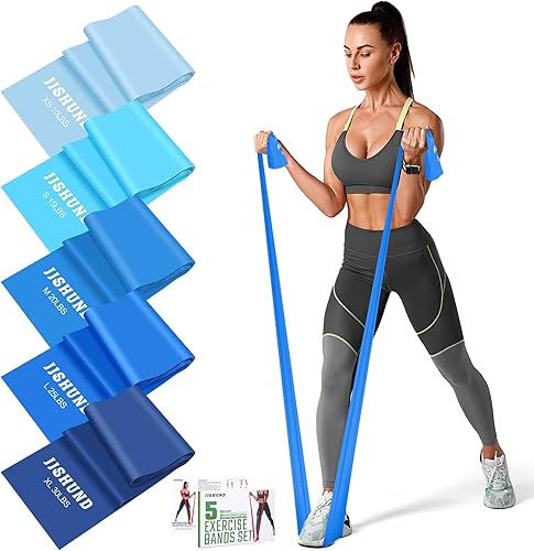 5 Pcs Resistance Bands, Professional Exercise Bands Elastic Stretch Bands for Fitness Yoga Pilates Stretching Strength Training, Workout Bands for
