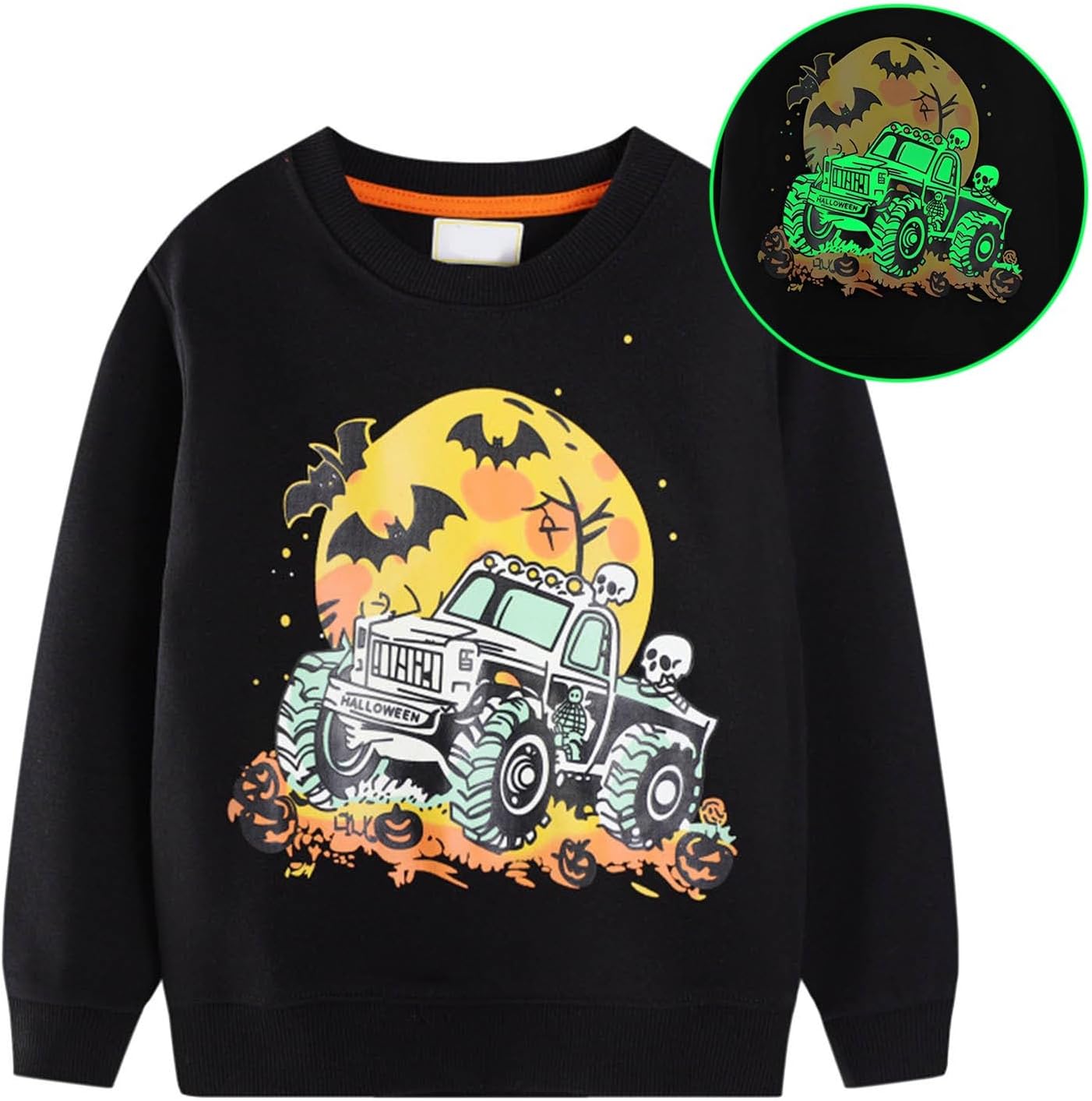 Crewneck Sweatshirt Long Sleeve Halloween Crewneck Graphic Pullover Top Unisex Youth Cute Fall Winter Clothes For Casual Wear