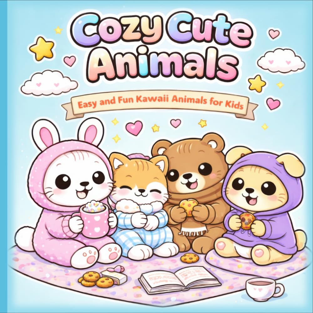 Cozy Cute Animals Coloring Book for Kids: Easy and Fun Kawaii Animals | Adorable Cozy Friends, Relaxing & Creative Coloring for Ages 4–8