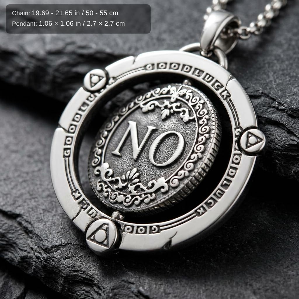 StIOQCZQOI ainless Steel YES NO Decision Maker Pendant Necklace for Men and Women - with Interactive Spinning Coin, Graduation or Birthday Gift