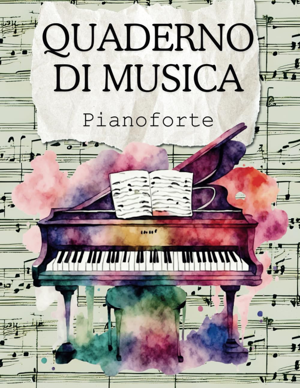 Cahier de musique pour piano 100 pages avec double clé de sol et fa