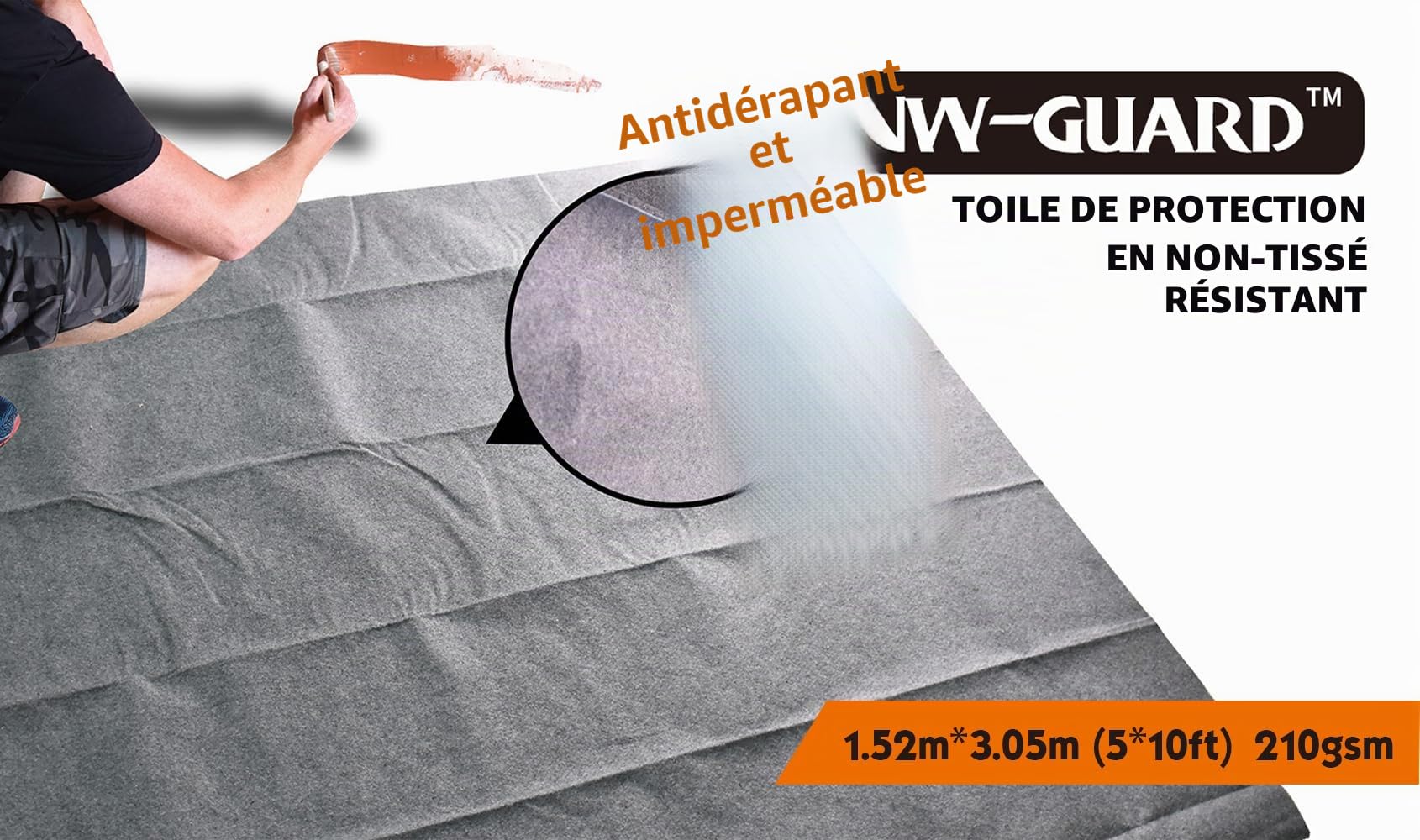 ROLLINGDOG Ensemble Rouleau de Peinture de 45,7 cm | Grand Bac à Peinture avec 3 Doublures, Manches Rouleau Microfibre lot 3, Cadre de Rouleau, Tige D’extension