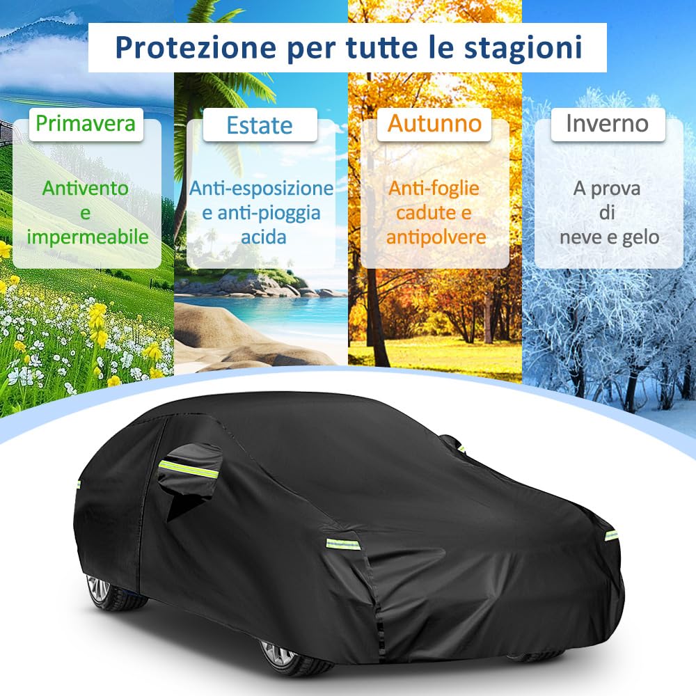 XMYAN Telo Copriauto Impermeabile per CUPR A Terramar, Copri Auto Traspirante con Zip Laterale Anti-UV, Protezione dal Sole E dalla Polvere(Black,per CUPR A Terramar