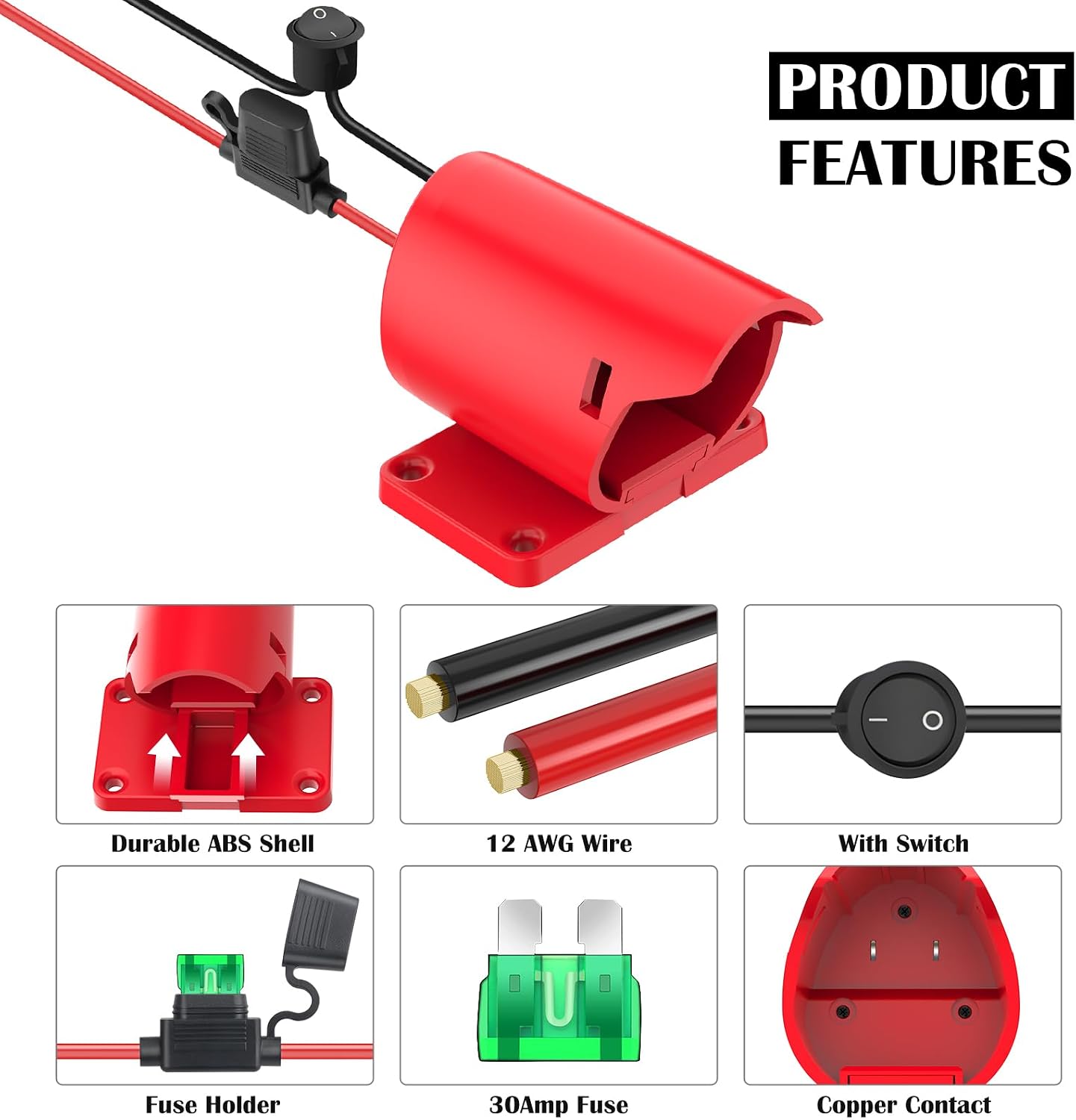 2 Packs Power Wheel Adapter for Milwaukee M12 Battery Adapter 12V Power Wheel Battery Conversion Kit with Fuse & Switch & Wire Terminals 12AWG Wire for DIY Ride On Truck and Rc Toys