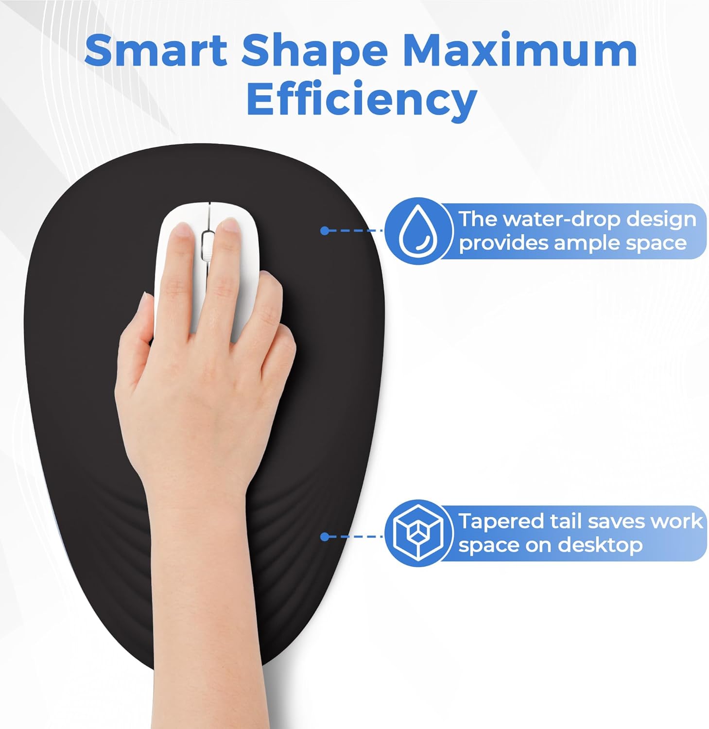 Ergonomic Mouse Pad with Wrist Support, Memory Foam Wrist Rest for Pain Relief & Carpal Tunnel, Non-Slip Base for Office, Computer, PC, Laptop (12x8x1.2inch, Black)