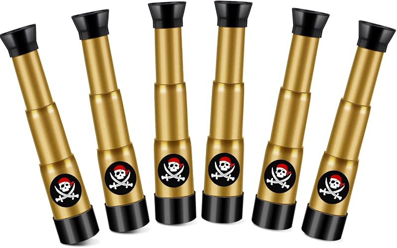 Zubebe 6 Pcs Pirate Telescopes for Kids Pirate Party Favors Adjustable Mini Gasparilla Spyglass Accessories for Birthday Cosplay Supplies Costume Gasparilla Decoration