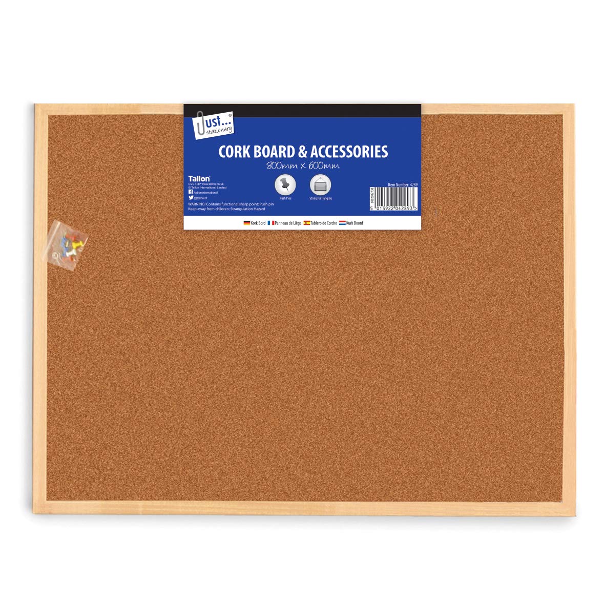 TallonJust Stationery 600x800mm Cork Board, 4289