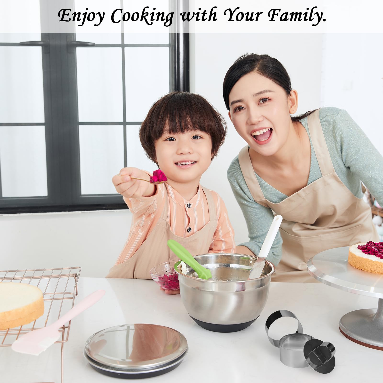 4 anillos redondos para tartas, moldes de acero inoxidable para mousse y pastelería, anillos de cocina de alimentos con empujador para cocinar bollos, huevos, mousse de pastelería, postres, 6