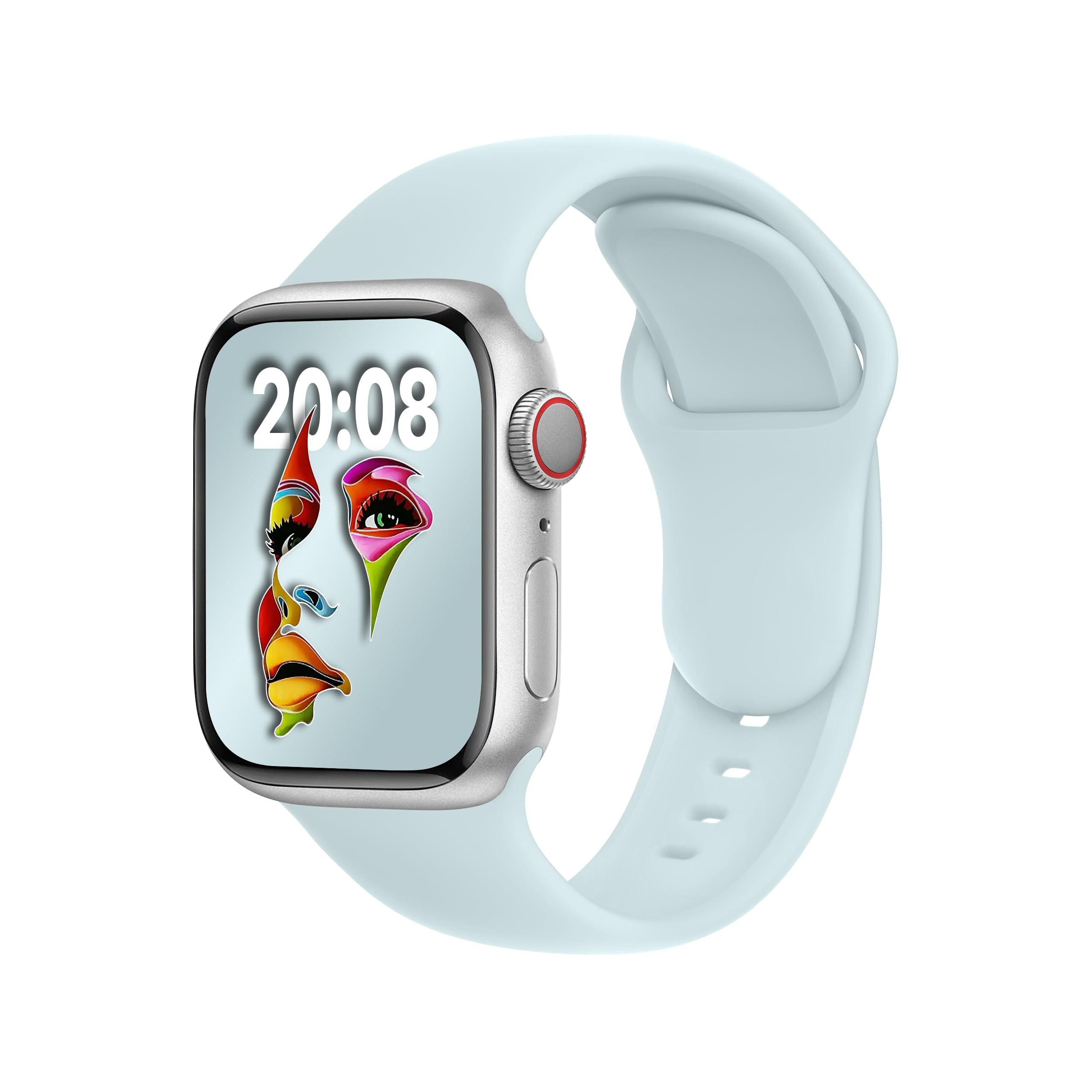 ELETTRONEO SBC1 Cinturino Sport per Apple Watch Band serie Ultra 2 49mm, serie 10 46mm, 9 8 7 45mm 41mm, SE 6 5 4 44mm 40mm, 3 2 1 42mm 38mm Bracciale silicone, Blu ghiacciaio