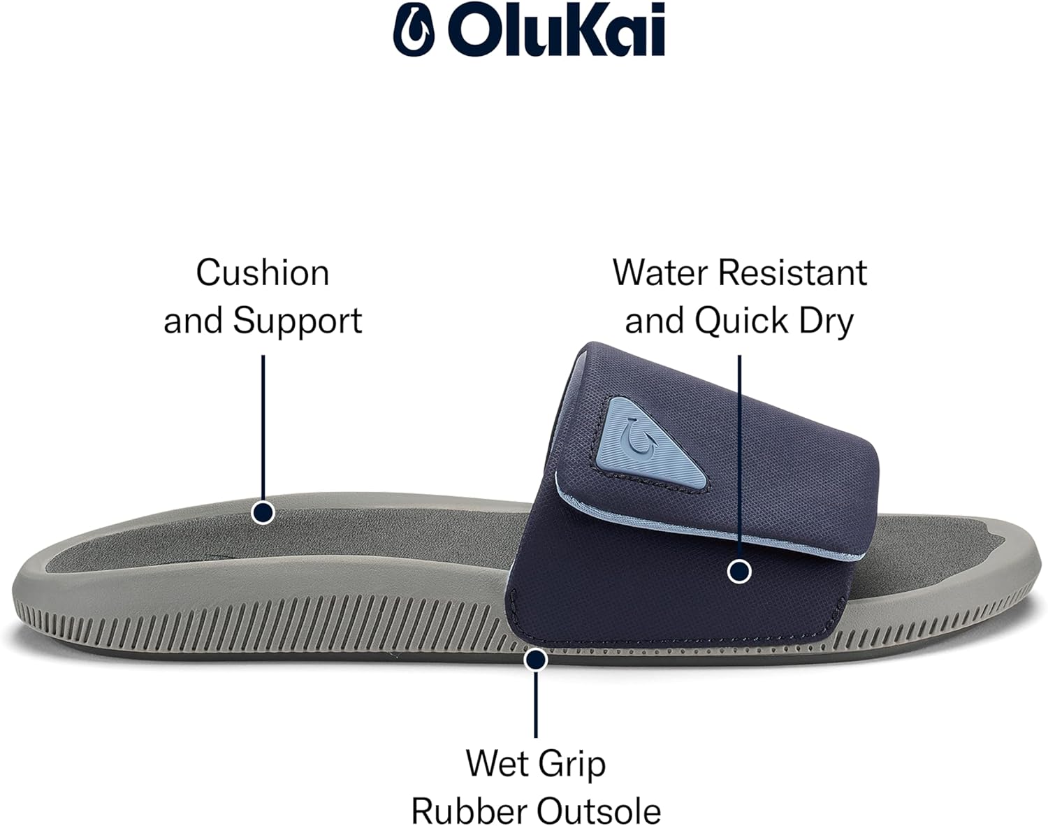 OLUKAI Men's Ulele Slide Sandals, Everyday Water-Friendly Shoes, Superior Traction on Wet Surfaces, All-Day Comfort & Arch Support - Image 2
