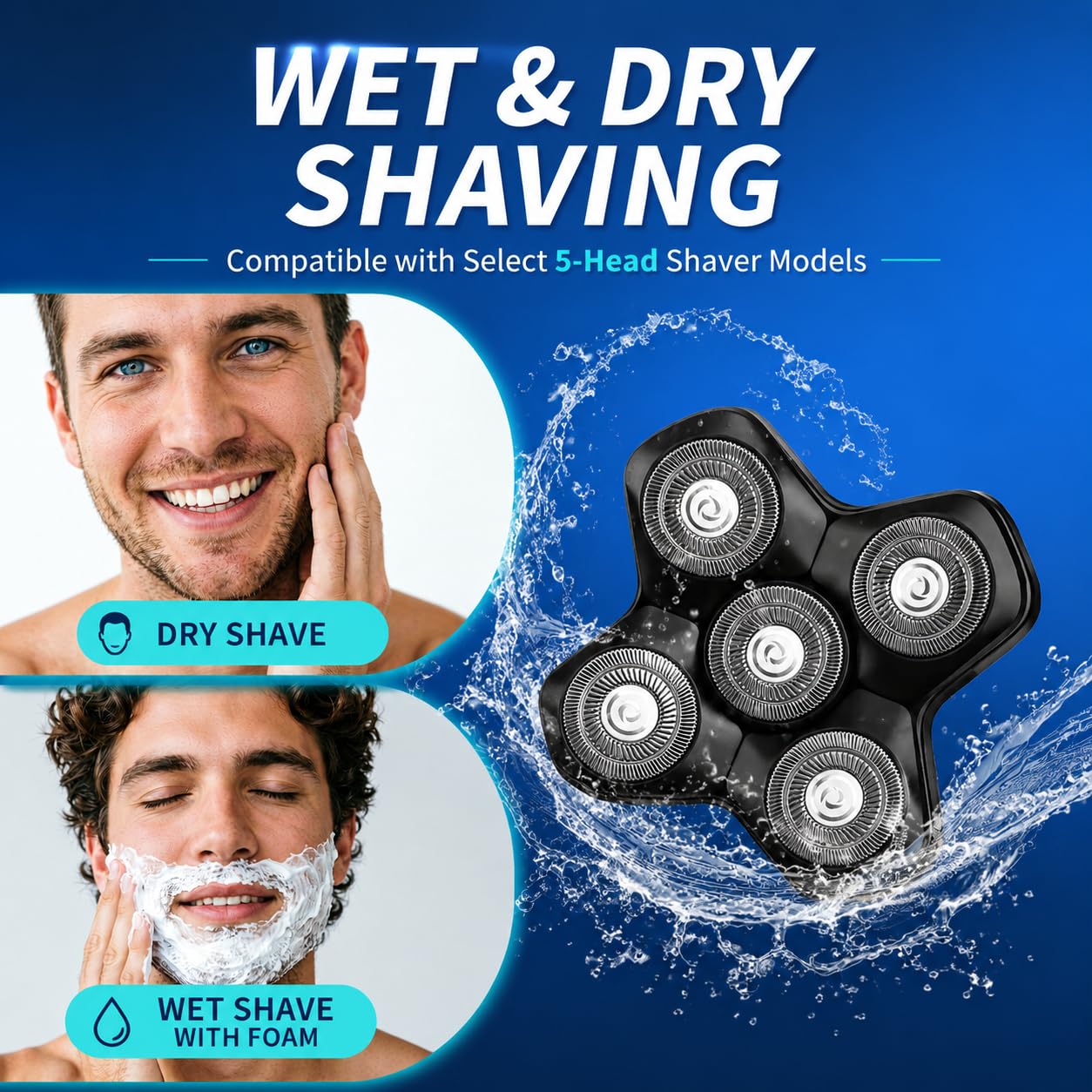 Ersatzkopf, kompatibel mit MANSCAPED The Dome Shaver, 5 rotierende Klingen, magnetisches Rasiererzubehör, waschbar und wasserdicht, einfache Installation – 1 Packung
