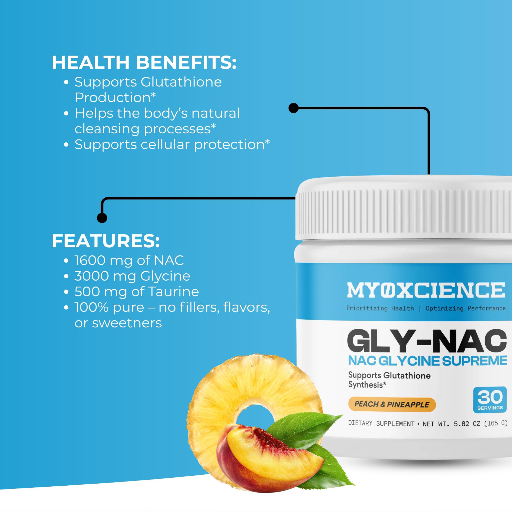 MYOXCIENCE NAC Glycine Supreme | Natural Peach & Pineapple | 30 Servings — Amazon image 7