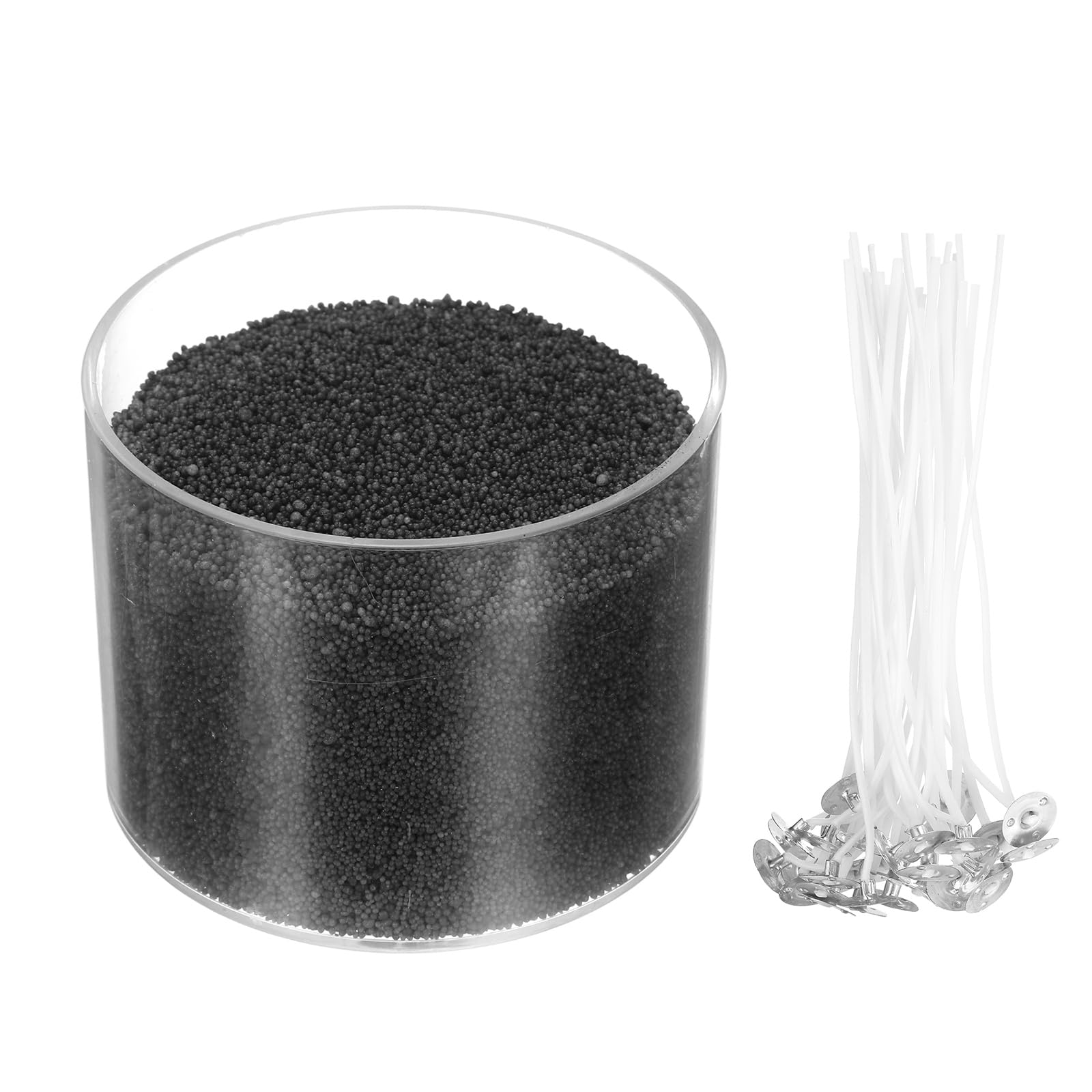 sourcing map Pearled Sand Candles with 50 Pcs Wicks 21Oz / 600g Candle Beads Refillable Powder Sand Wax Making Kit for Thanksgiving Christmas Wedding Party DIY Home Crafts, Black