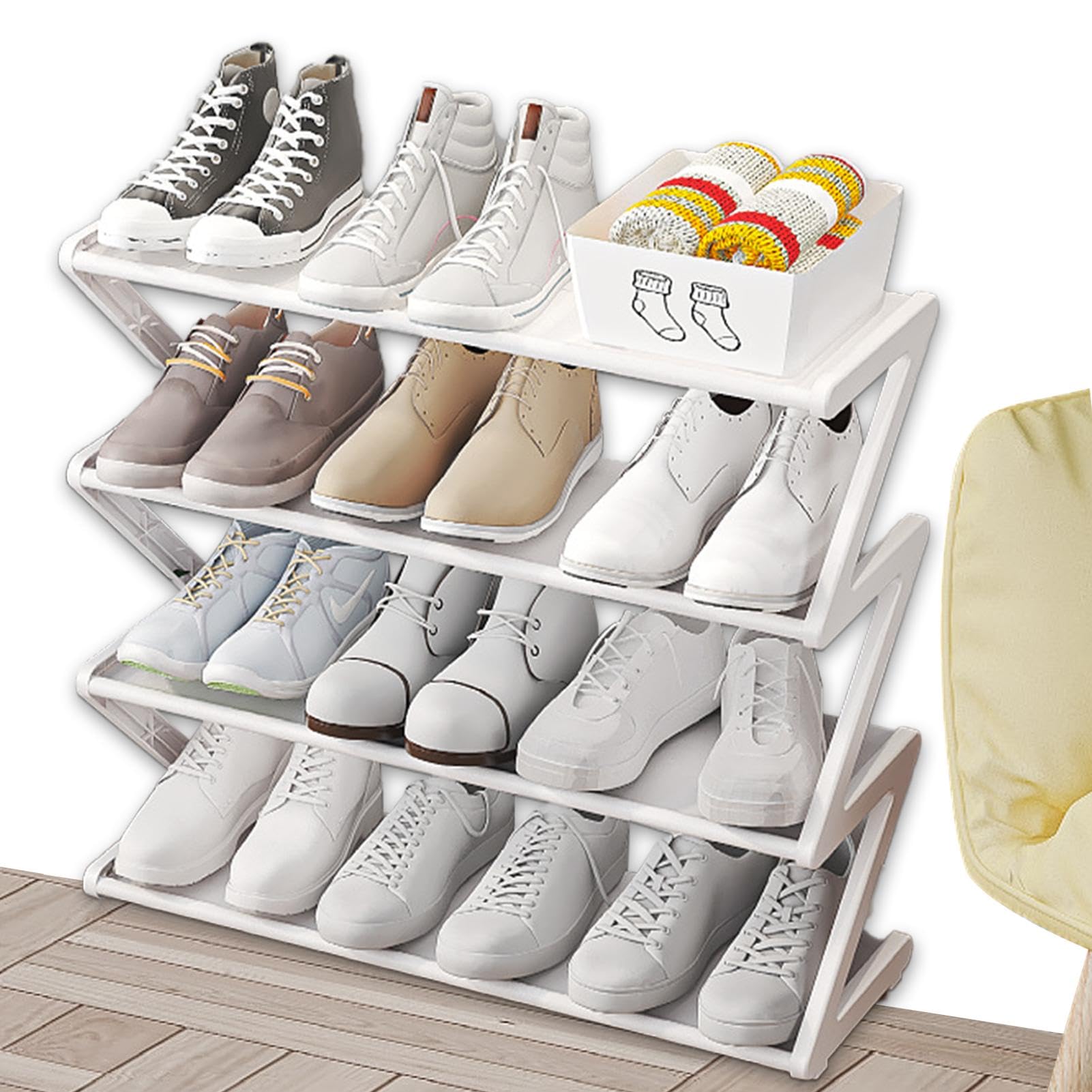 YHQZNLXQ Éère à Chaussures multifonctionnelle en Forme de Z à 3 Niveaux - Organisateur Peu encombrant pour Placard, éère à Chaussures élégante Pratique pour Le Rangement à Domicile Facile à
