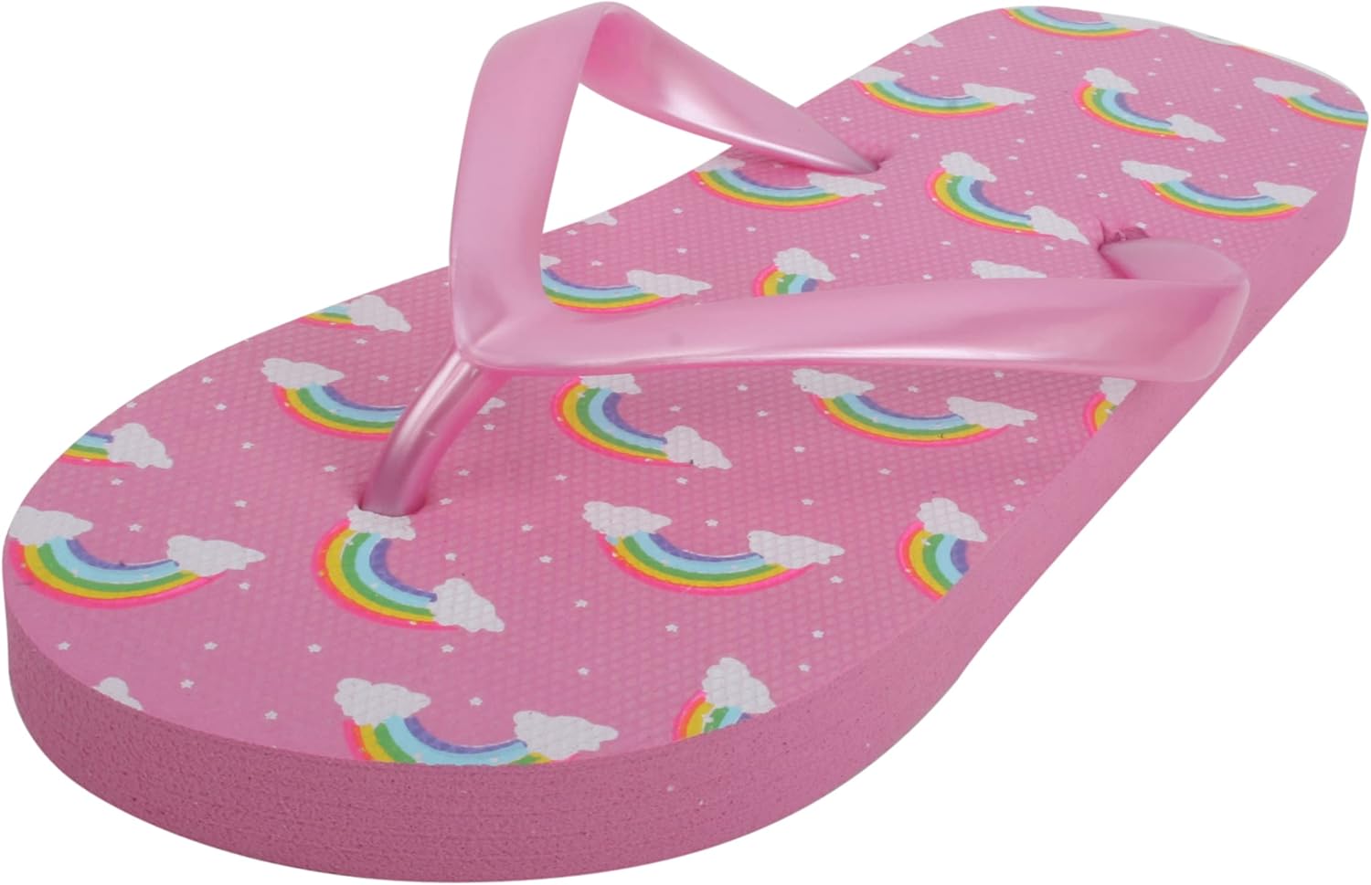 Sandrocks Girls Summer Fun Printed Flip Flops Pink Rainbow Cloud 2/3 UK
