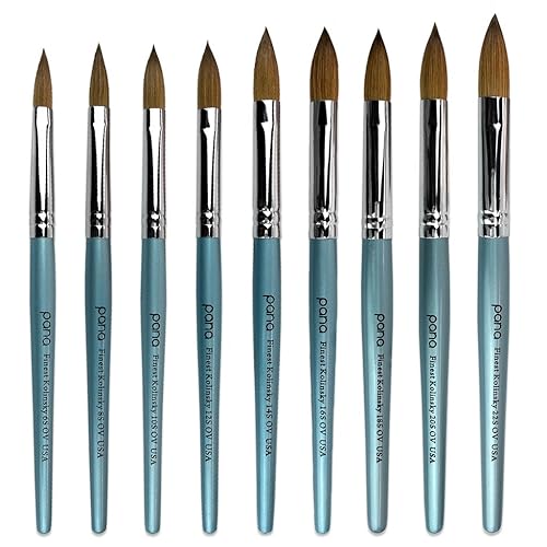 Miniatura 6 de Cepillo Pana USA para de uñas de acrílico, puro Kolinsky de pelo ovalado, forma prensada