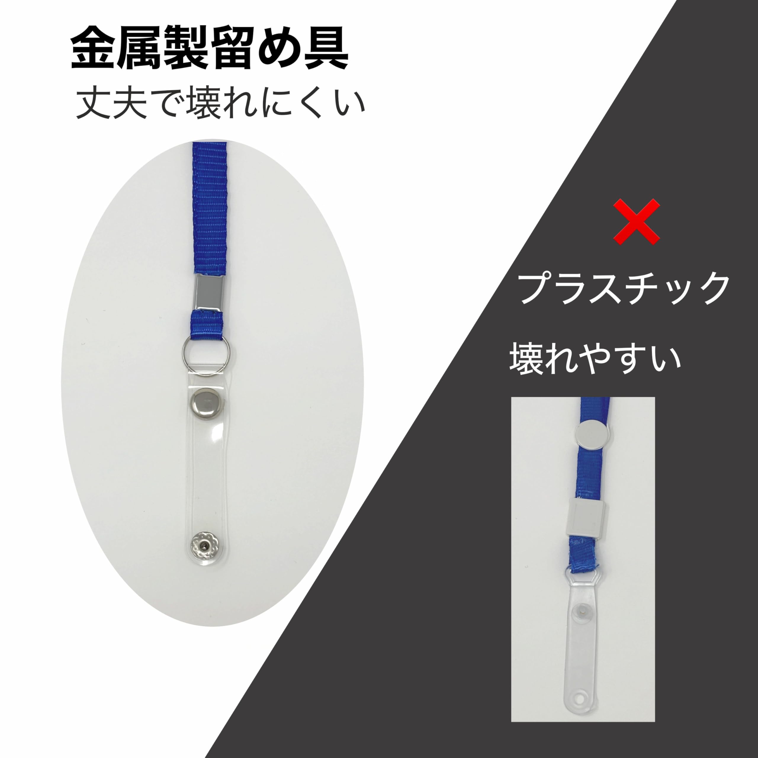 Amazon | 名札 ホルダー ネームホルダー 名刺 ネックストラップ 青 (10