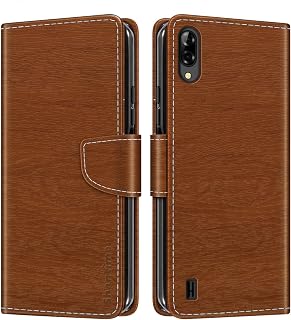 Shantime Funda Cartera de Cuero Compatible con Blackview A60, Tapa de Color con Ranuras, Cierre Magnético Protección Completa(Marrón)