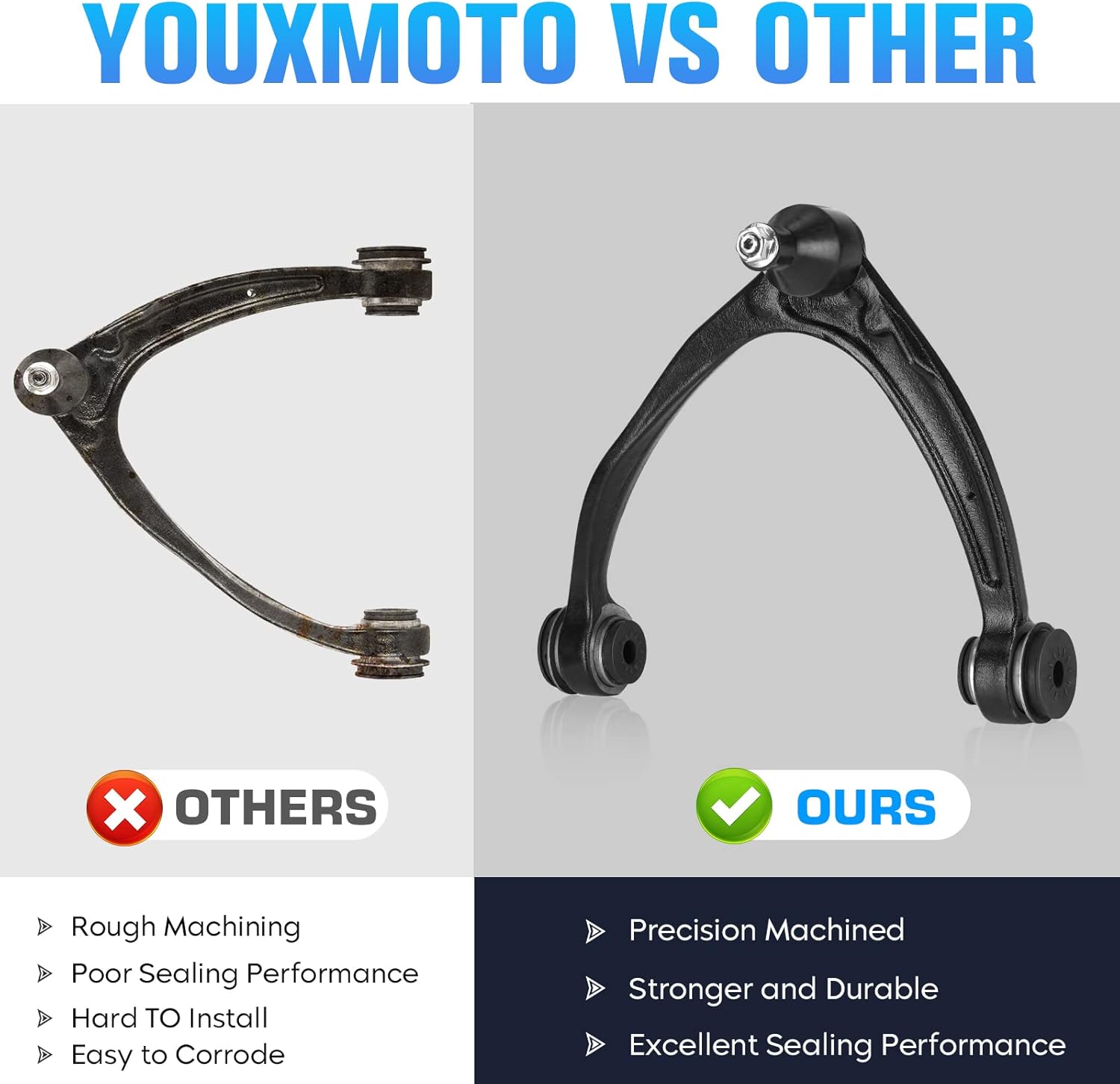 Front Upper Driver Passenger Side Control Arms Kits Fit for Chevrolet Silverado 1500 2007-2016, Suburban 1500 2007-2014, Tahoe 2007-2016. Fit for GMC Sierra 1500 2007-2016, Yukon XL 1500-2pc Set