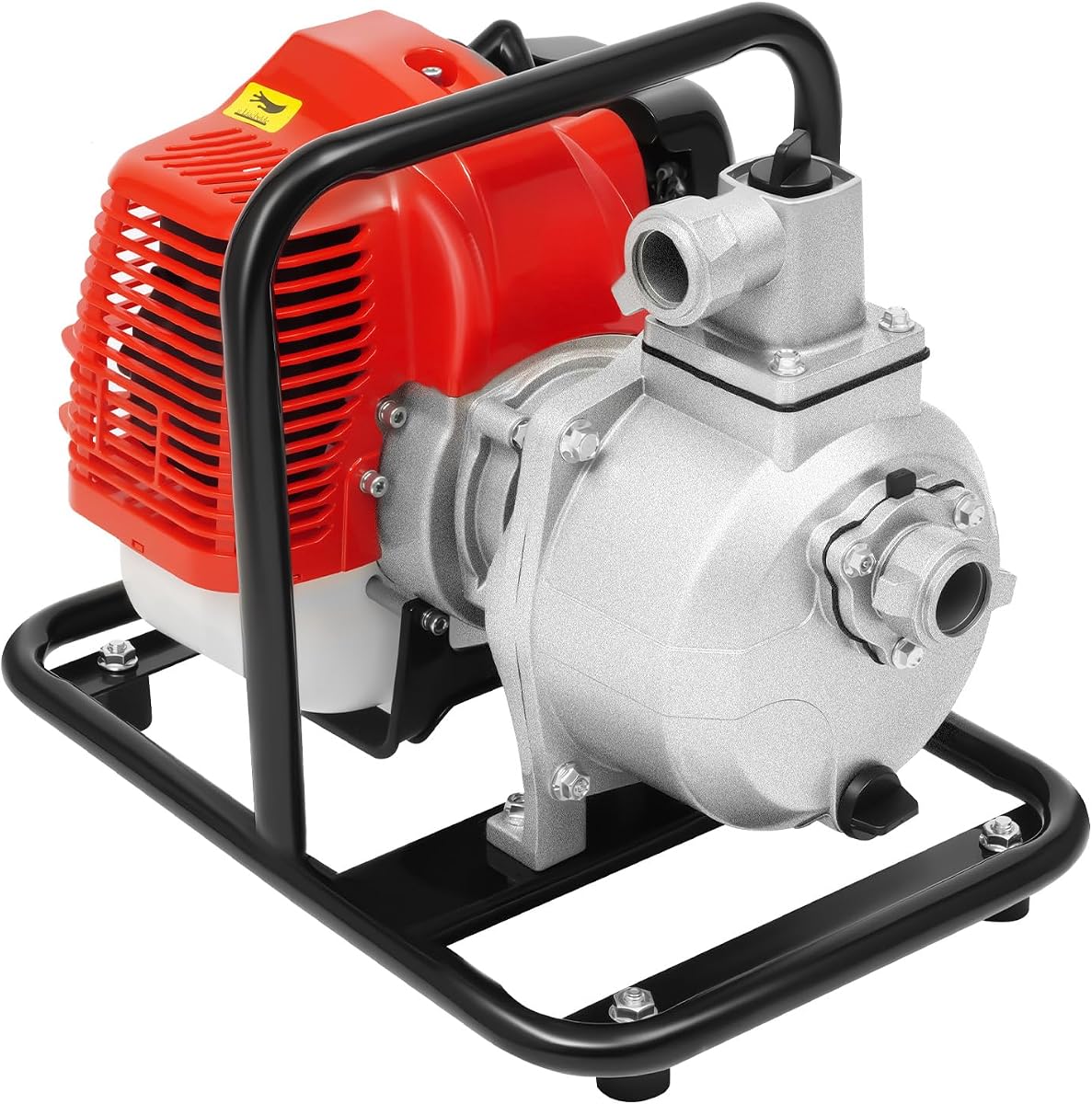 Bomba de agua a gas, bomba de transferencia de agua portátil de 1 pulgada con motor de gasolina de 43 CC, 2 tiempos, 1,7 HP, bomba de riego autocebante de alto flujo de 35 GPM para drenaje de piscina y transferencia de agua de jardín, granja