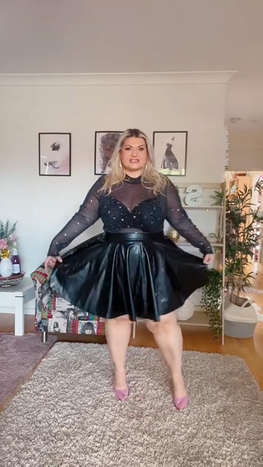 plus size faux leather skater dress Flutter Sleeve Faux Leather Dress – Ashley Stewart