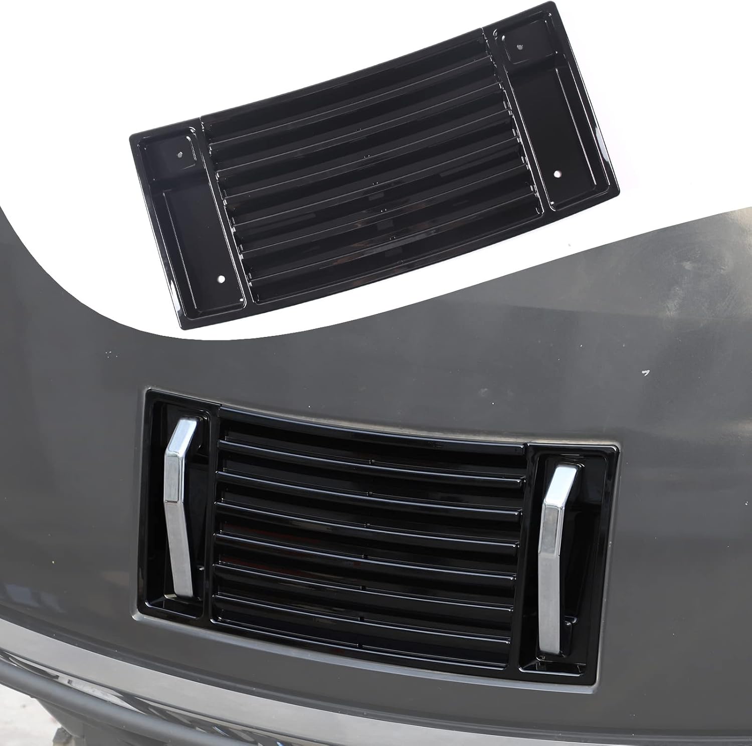 Lcojicep Hood Deck Vent Panel Covers Trim Moulding Compatible with Hummer 2003-2009 H2 Front Hood Vent Louver Cover, front hood grille trim (hood vent panel, Piano Black)