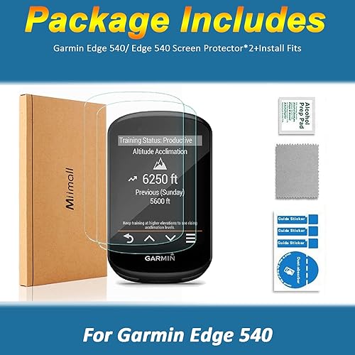 Miniatura 6 de Miimall Paquete de 2 Protector de pantalla compatible con Garmin Edge 540, antihuellas, resistente a los arañazos, dureza 2.5D 9H, vidrio templado