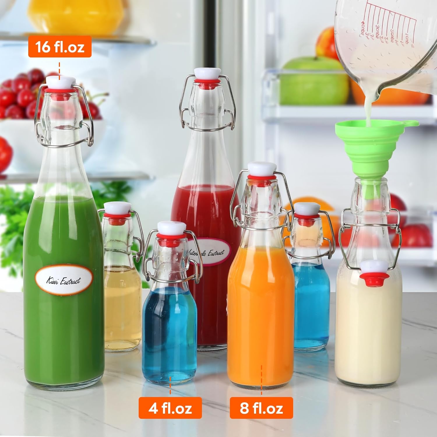 Alotpower Swing Top Glass Bottles 8 oz 12Pack, Flip Top Glass Bottles with Airtight Flip Lids for Vanilla Extract Bottles/Home Brewing/Beverages/Oil (8 fl. oz, Set of 12) - Image 7